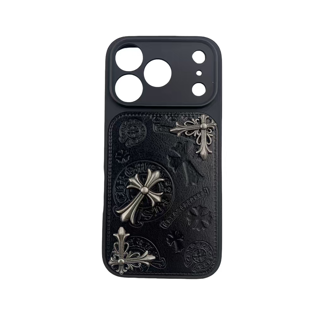 NIGO Chrome Hearts Men's And Women's Fashion Solid Color Logo Cross Print Decorative Leather Embossed Design Iphone Case  Accessories #nigo79469