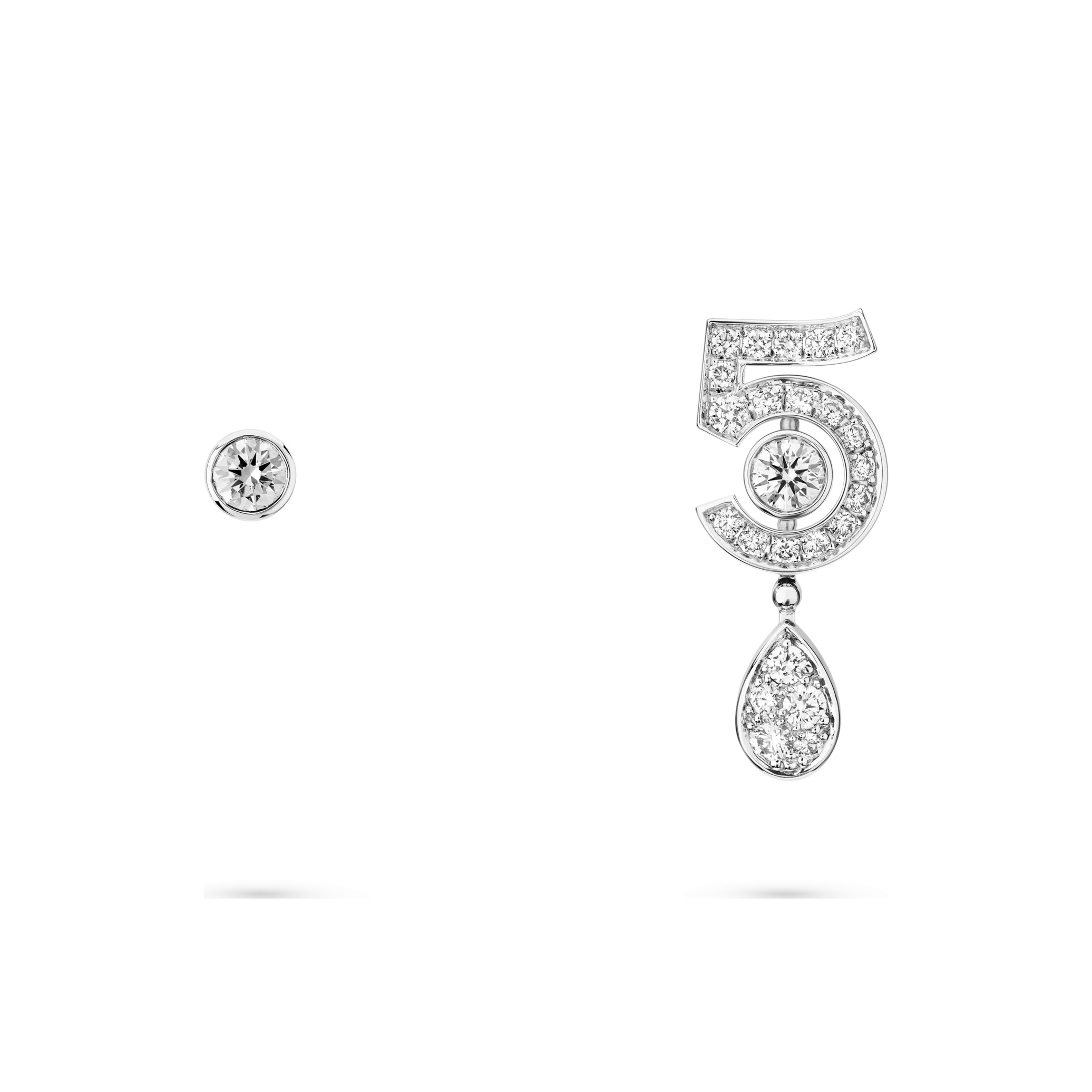 NIGO Chanel ETERNAL N°5 Women's Fashion Classic Teardrop Diamond Earrings Lucky Number 5 Asymmetrical Design Stud Jewelry Accessories #nigo79466