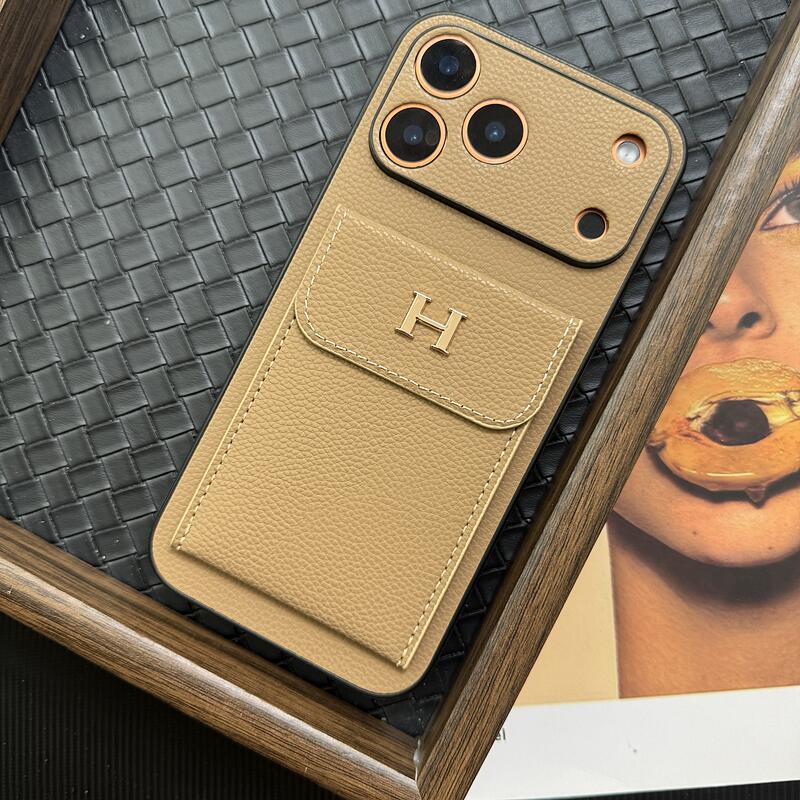 NIGO Hermes Men's And Women's Classic Solid Color Logo Leather Apple Series Phone Case Accessories #nigo79471