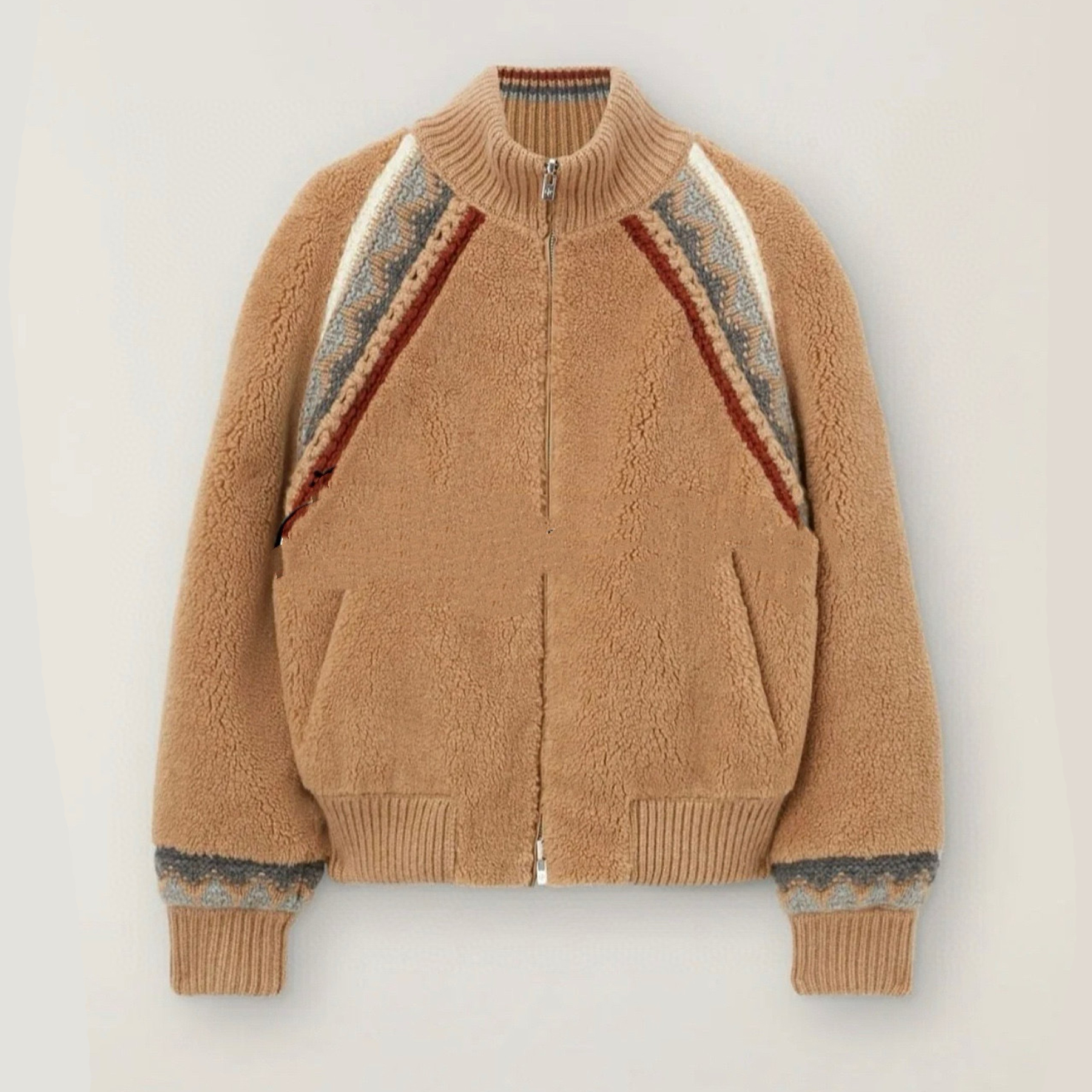 NIGO Loro Piana Women's Fall And Winter Color Clashing Knitted Jacquard Splicing Reversible Stand-up Collar Jacket Fashion Casual Elegant Sophisticated Baseball Jacket Jacket Ngvp #nigo2651