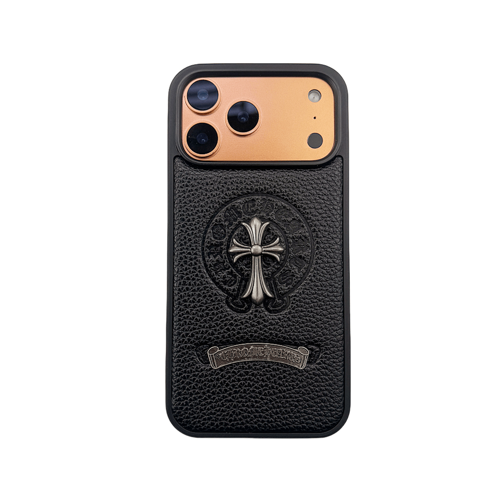 NIGO Chrome Hearts Men's And Women's Fashion Solid Color Logo Cross Print Decorative Leather iPhone Case Accessories #nigo79468