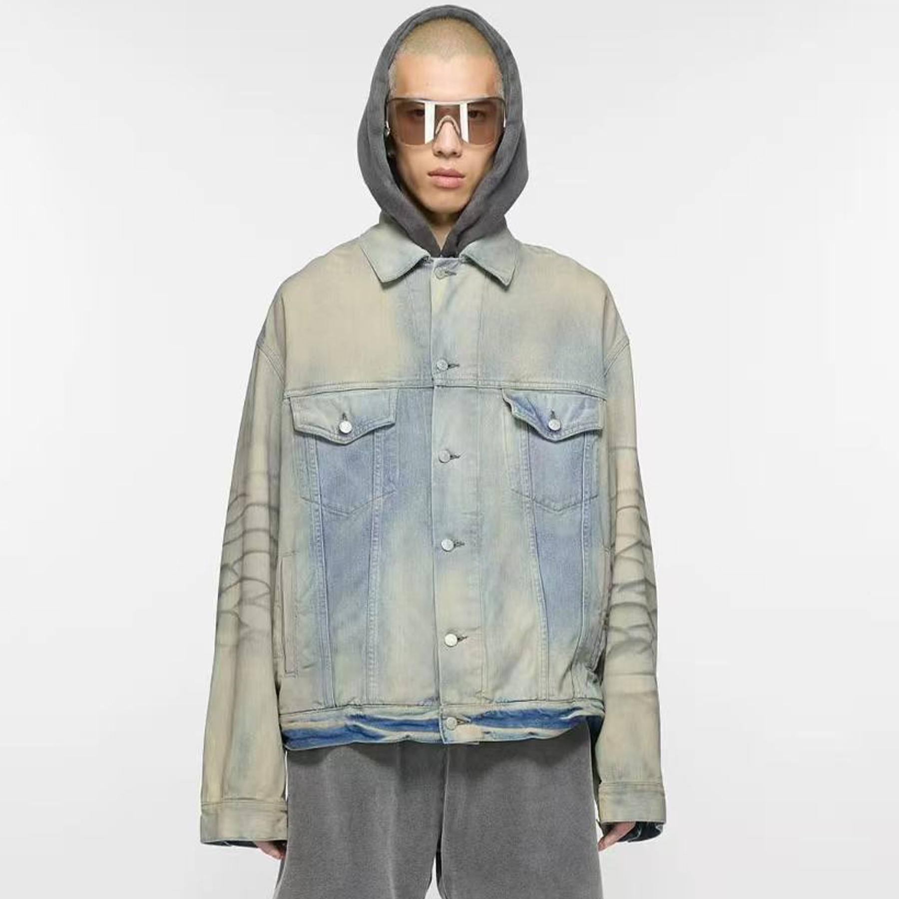 NIGO Acne Studios Men's Women's Fall And Winter Light Blue Dirty Vintage Washed Denim Jacket Fashion Casual Straight Jeans Pants Suit Set Ngvp #nigo2652