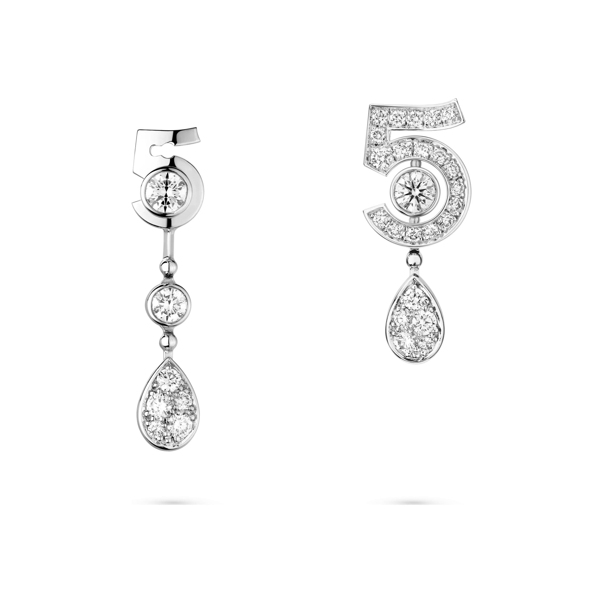 NIGO Chanel ETERNAL N°5 Women's Fashion Classic Teardrop Diamond Earrings Lucky Number 5 Asymmetrical Design Stud Jewelry Accessories #nigo79466
