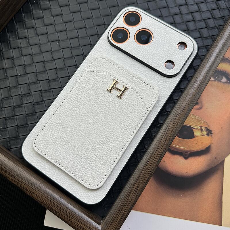 NIGO Hermes Men's And Women's Classic Solid Color Logo Leather Apple Series With Grain Texture Phone Case Accessories #nigo79472