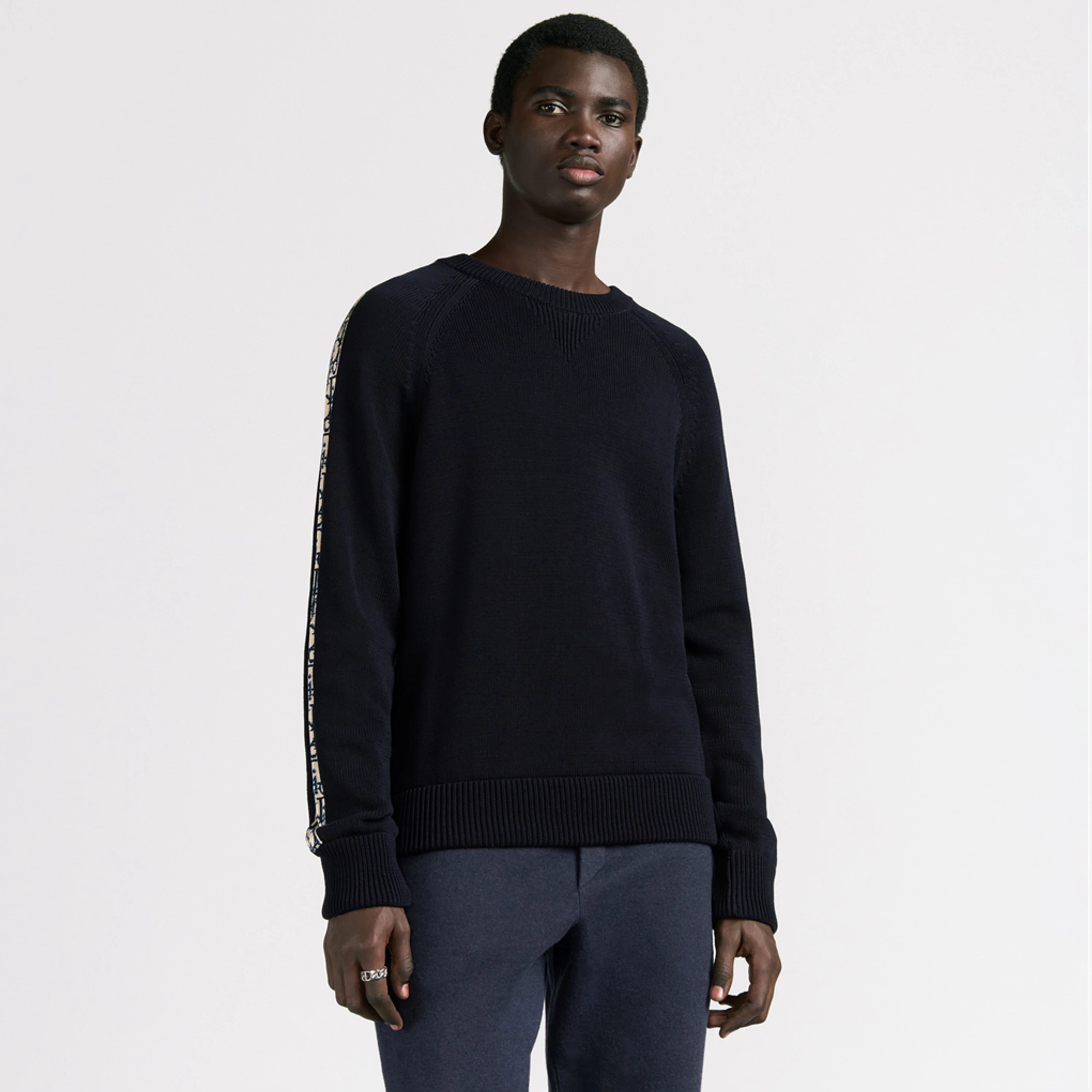 NIGO Dior Men's and Women's Fall/Winter Crewneck Pullover Oblique Print Patchwork Floral Weave Ribbed Knit Pullover Sweater #nigo79479