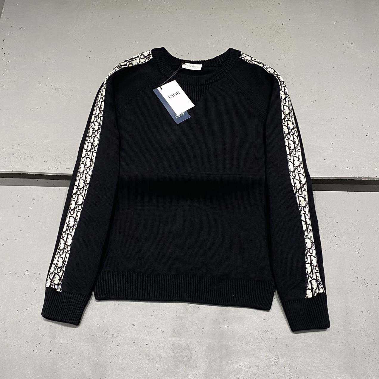 NIGO Dior Men's and Women's Fall/Winter Crewneck Pullover Oblique Print Patchwork Floral Weave Ribbed Knit Pullover Sweater #nigo79479