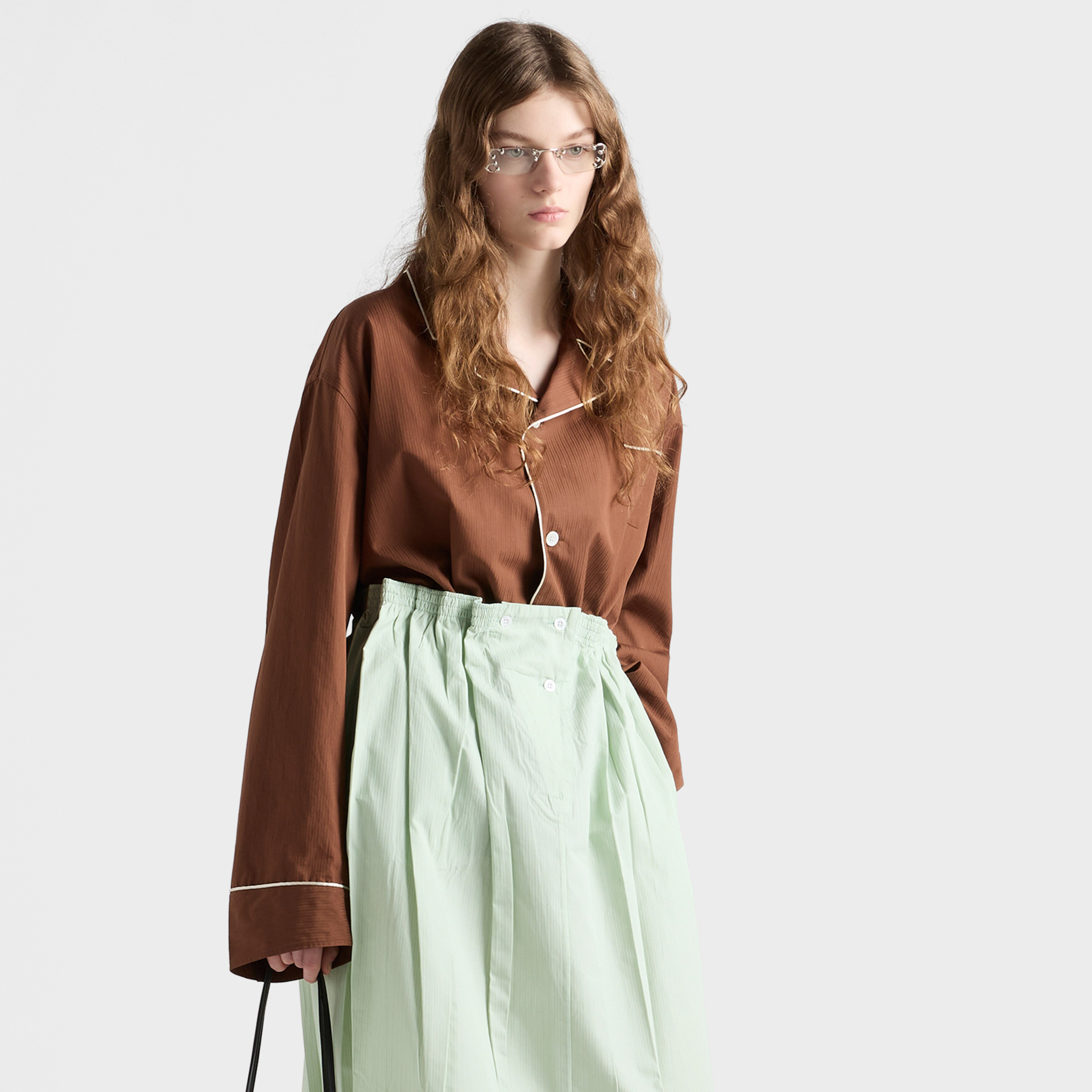 NIGO Prada Women's Spring Inspired Fashionable Casual Contrast Color V Neck Single Button Loose Fit Pajama Style Shirt #nigo79478