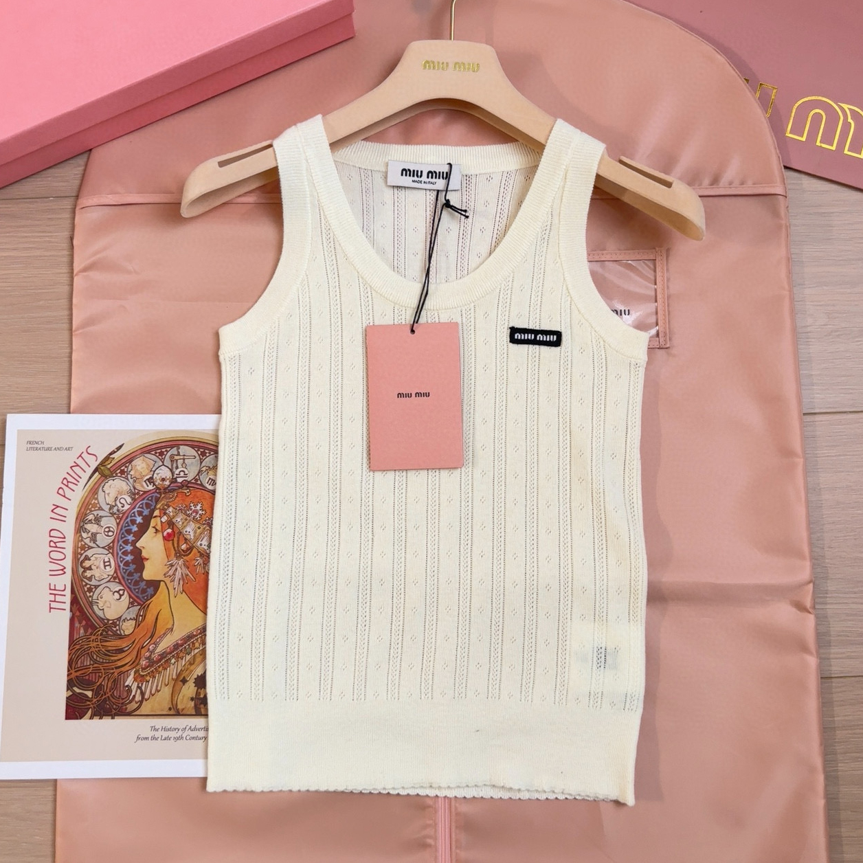 NIGO MiuMiu Women's Spring/Summer Fashion Casual Round U-Neck Pullover Logo Icon Openwork Knit Vest #nigo79485