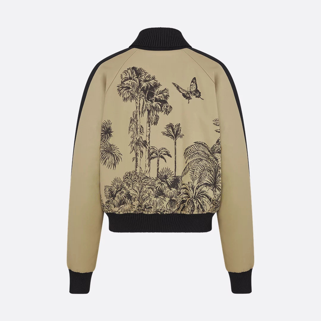 NIGO Dior Dioriviera Men's And Women's Fall/Winter Fashion Casual Color Block Zipper Palms Rui Print Pilot Jacket #nigo79487