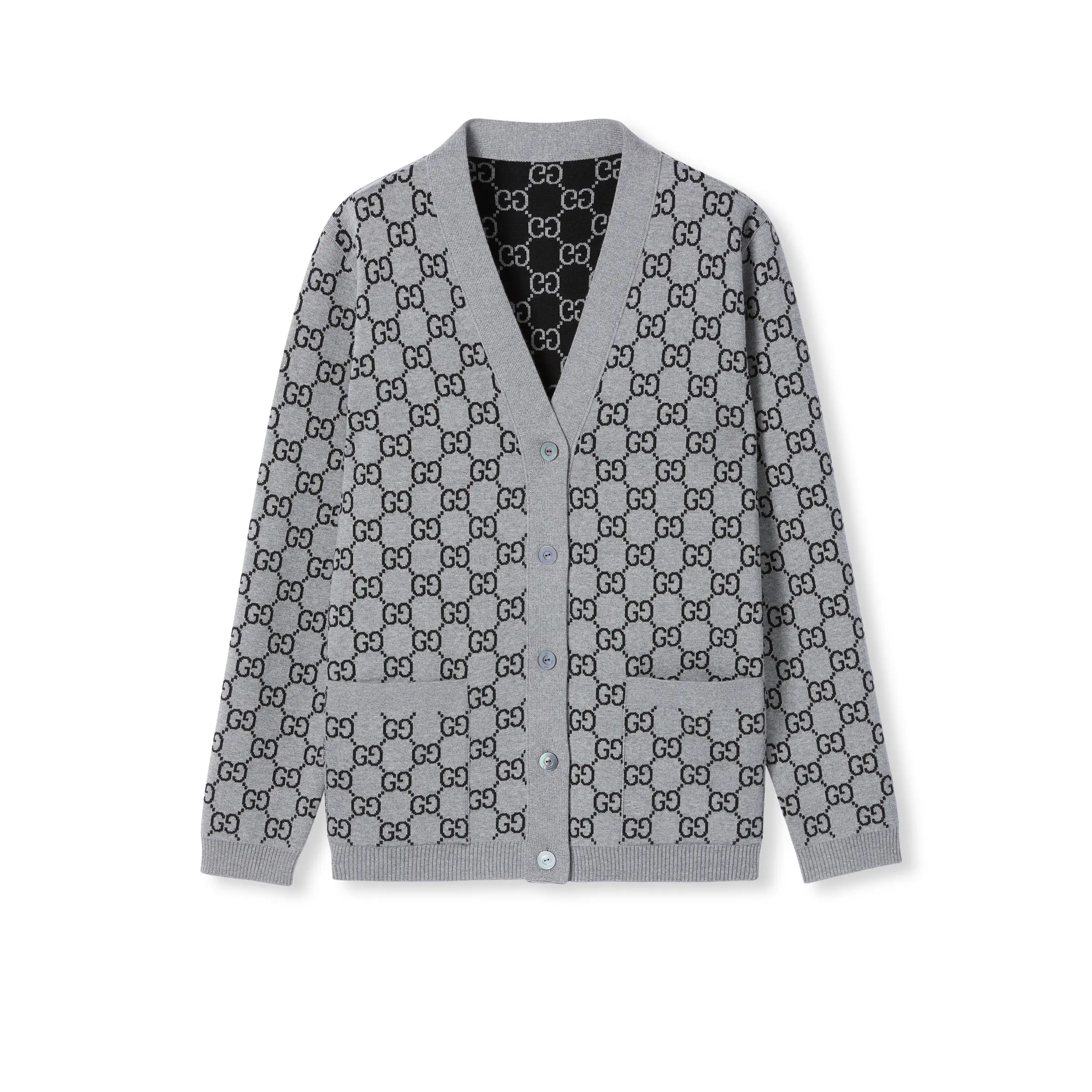 NIGO Gucci Men's and Women's Autumn/Winter Fashion Casual Double-Faced GG Jacquard Fine Wool Knit Cardigan #nigo79486