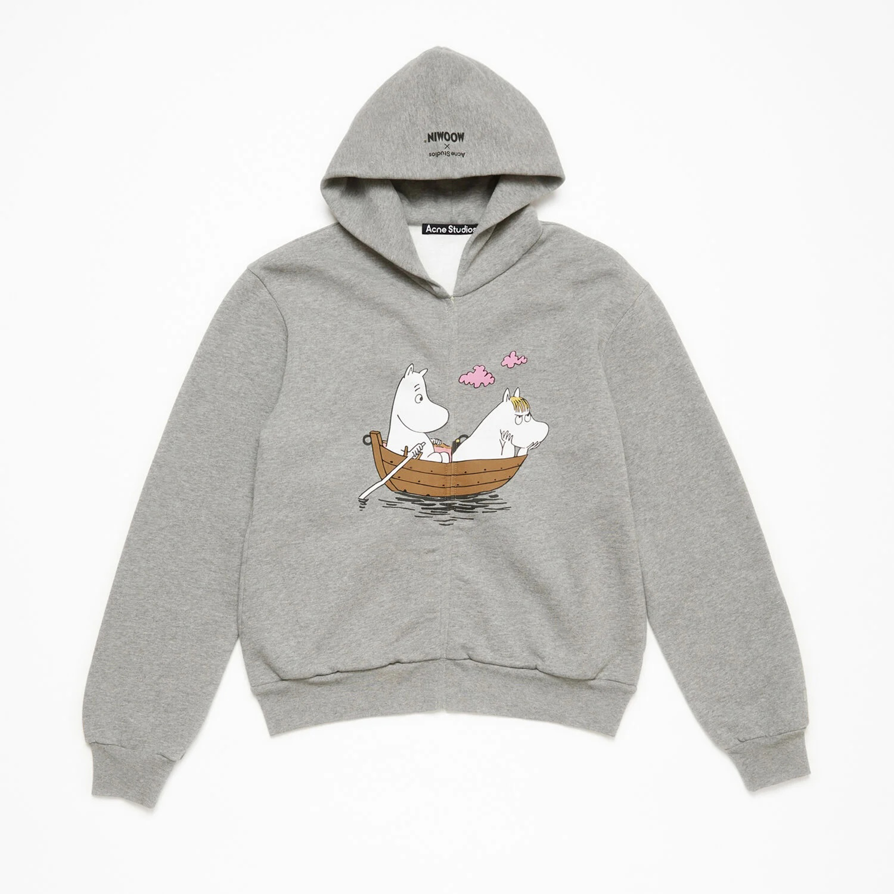 NIGO Acne Studios X Moomin Artist Tove Jansson Cartoon Print Fashion Trend Gray Hooded Zipper Sweatshirt  Fall Winter Ngvp #nigo2653