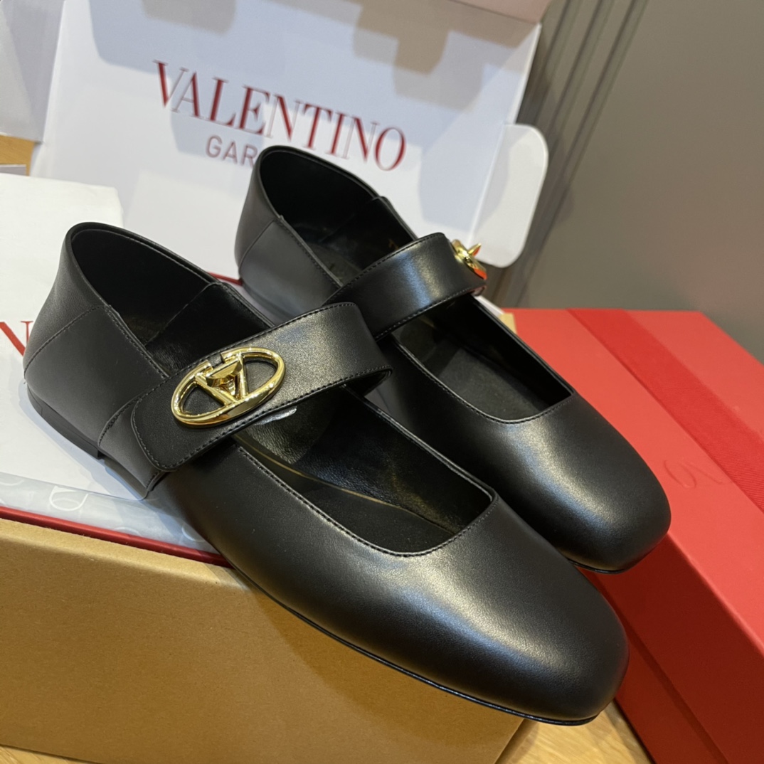 NIGO Valentino Women's Spring/Fall Fashion Classic Minimalist Elegant Solid Color Leather Flat Low Top Mary Jane Ballet Flats Shoes #nigo79529