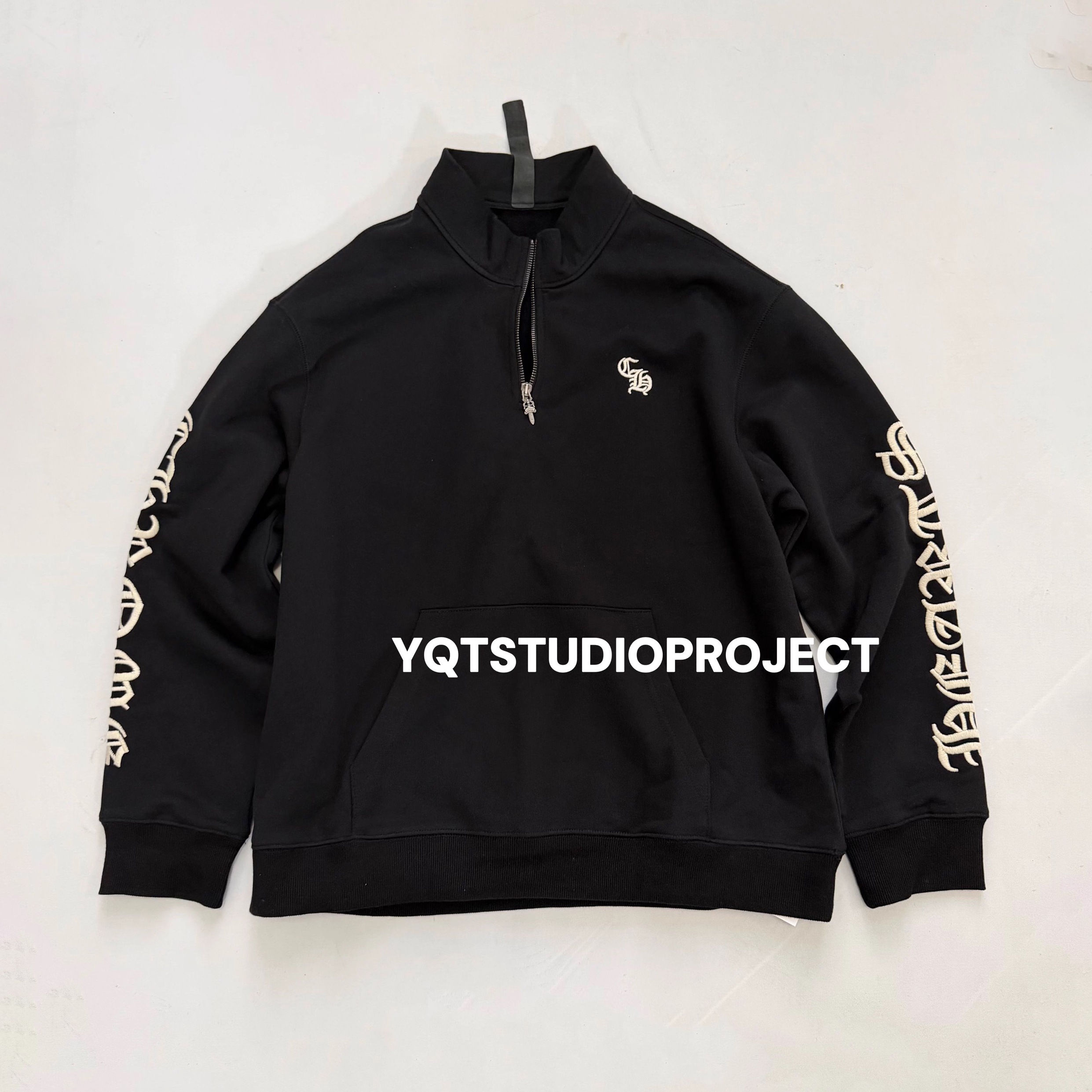 NIGO Chrome Hearts Men's And Women's Spring/Fall Fashion Casual Solid Color Collared Half-Zip Sweatshirt Solid Color Relaxed Wide Leg Pants Suit Set #nigo79526