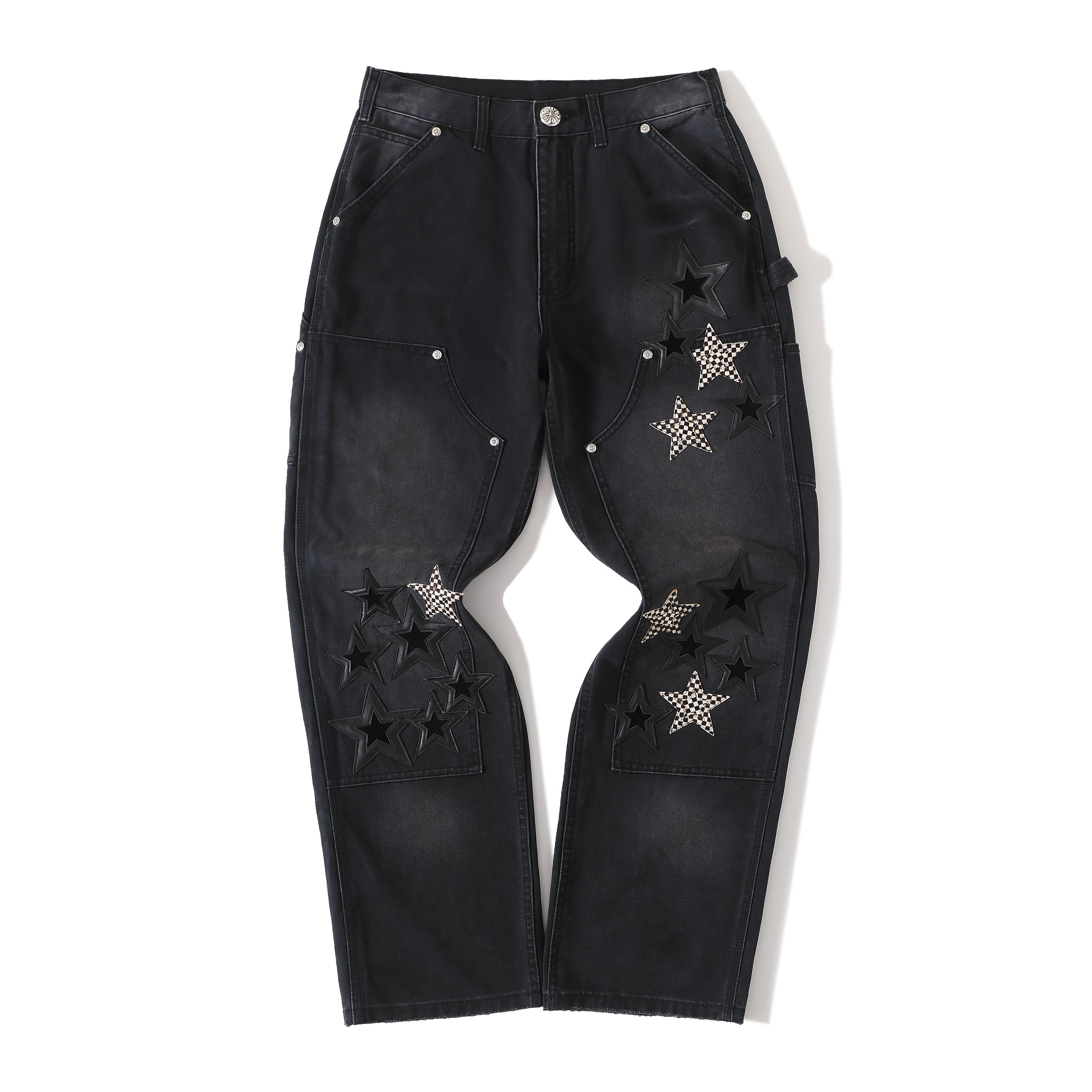 NIGO Chrome Hearts Men's And Women's Spring/Fall Fashion Casual Waist Button Star Icon Vintage Washed Carhartt Work Pants #nigo79519