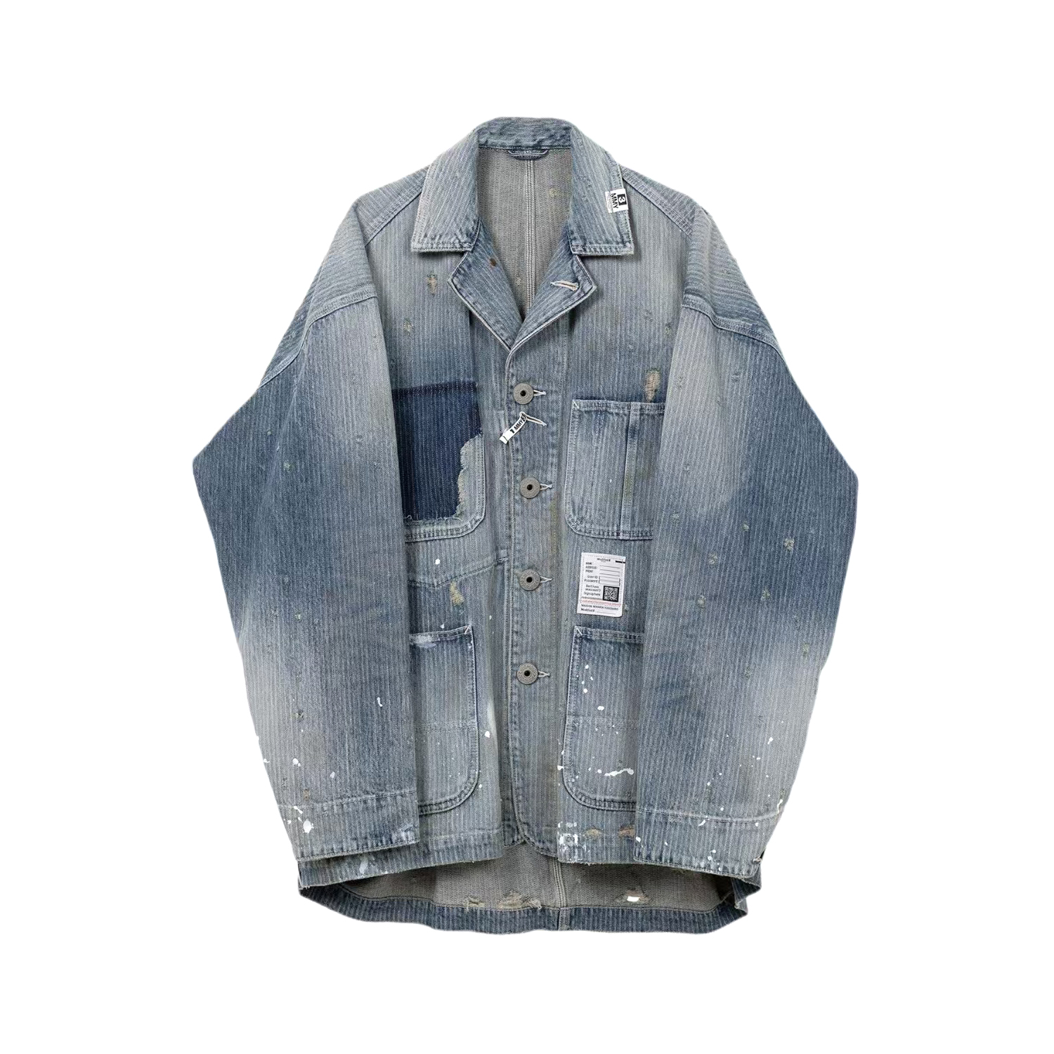 NIGO Maison Mihara Yasuhiro Men's Spring/Summer Fashion Casual Lapel Single Breasted Washed Distressed Cotton Jacquard Denim Jacket #nigo79499
