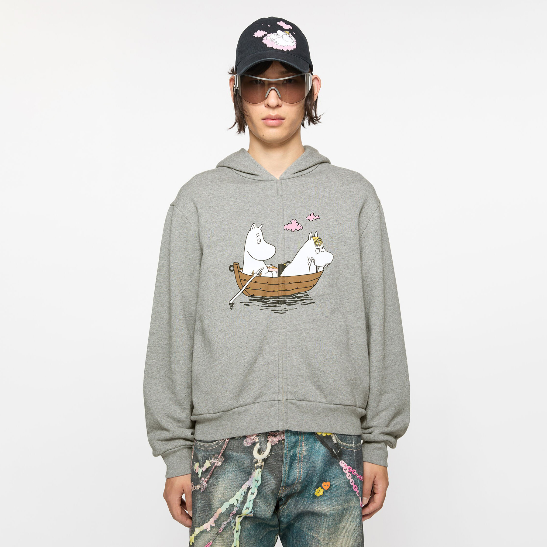 NIGO Acne Studios X Moomin Artist Tove Jansson Cartoon Print Fashion Trend Gray Hooded Zipper Sweatshirt  Fall Winter Ngvp #nigo2653