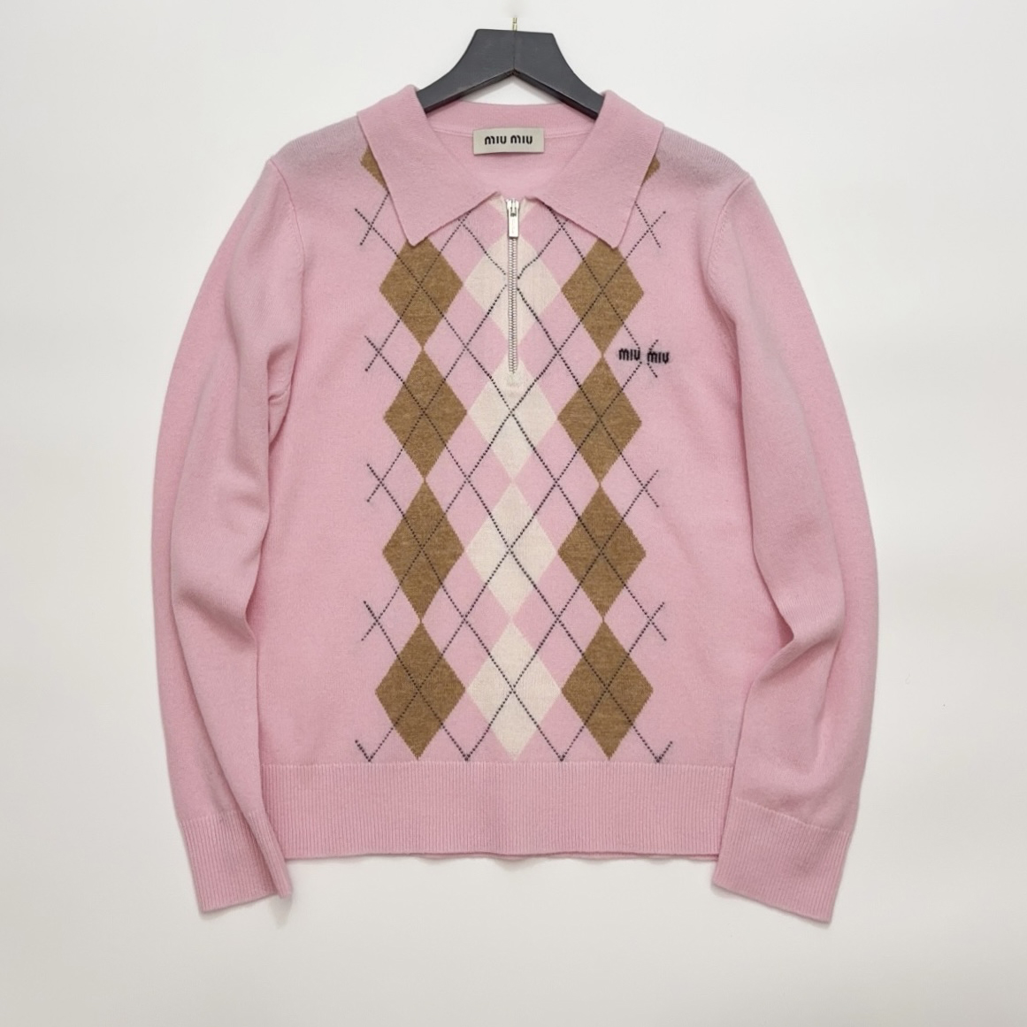 NIGO MiuMiu Women's Fashion Classic Half Zip Polo Shirt With V Neck Design And Pullover Sweater #nigo79516