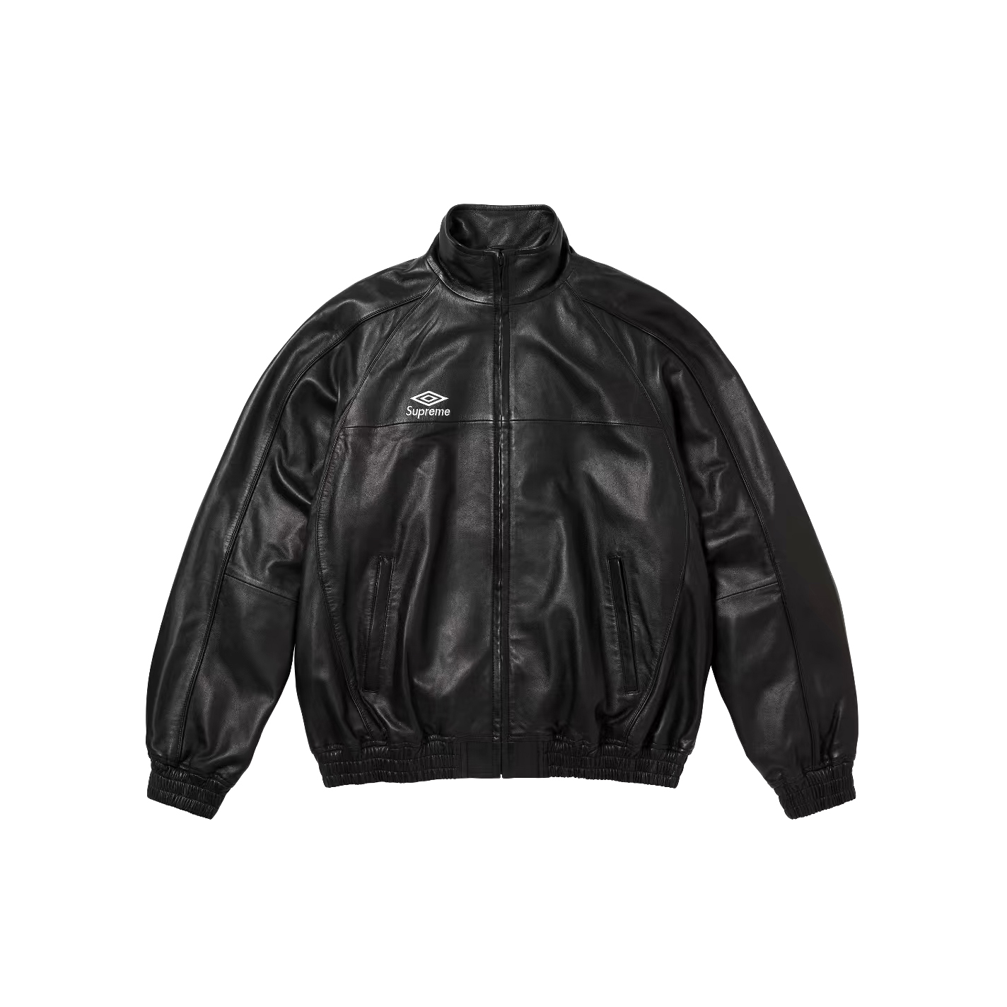 NIGO Supreme Men's And Women's  Spring/fall Fashion Casual Solid Color High Neck Zipper Front Embroidered Logo Leather Jacket #nigo79518