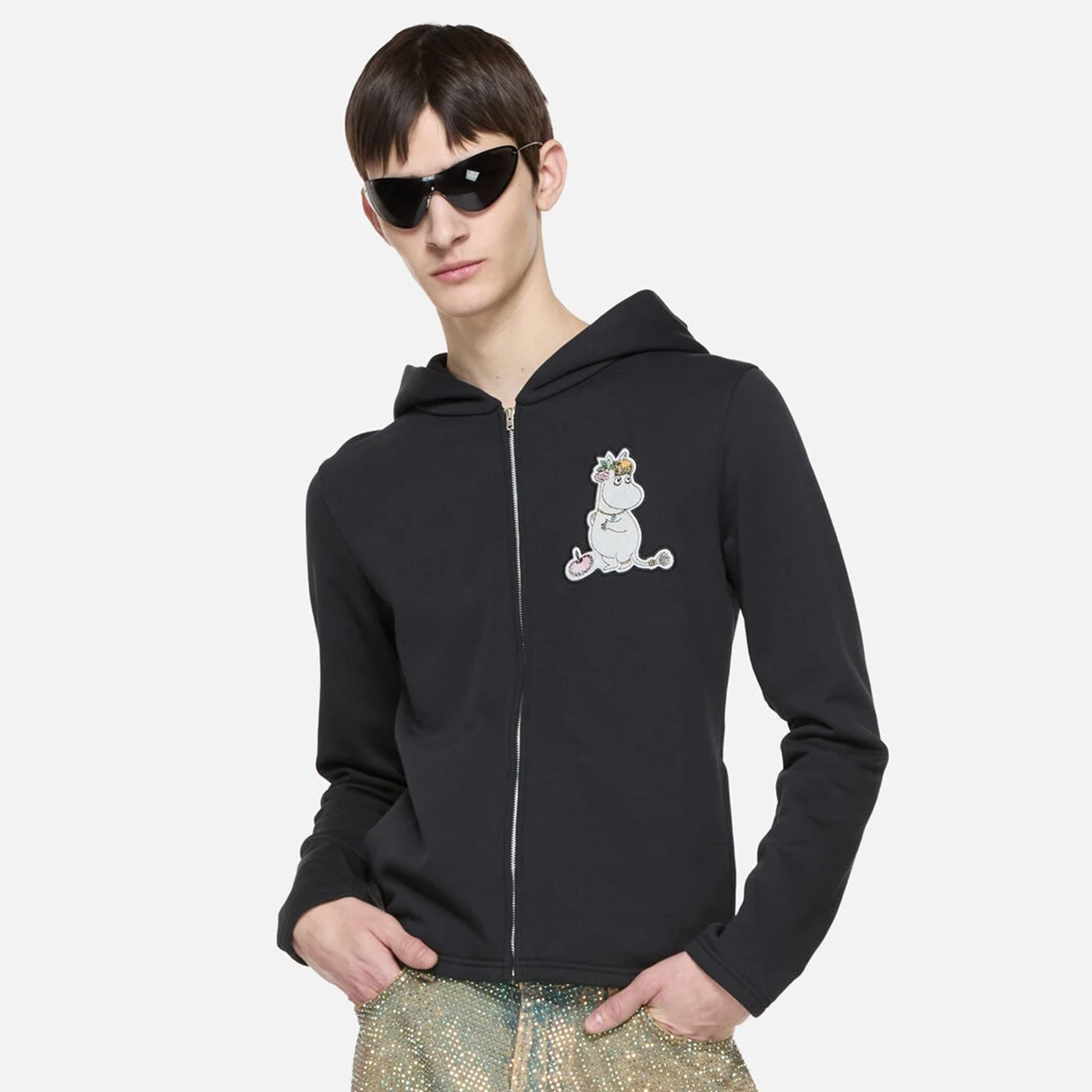 NIGO Acne Studios X Moomin Artist Tove Jansson Cartoon Print Fashion Trend Black Hooded Zipper Sweatshirt High Street Style Fall/winter Ngvp #nigo2654