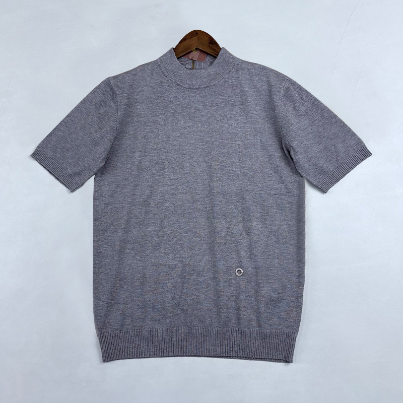 NIGO Loro Piana Men's Solid-Color Metal Logo Crew Neck Knit Short-Sleeve Sweater for Spring, Autumn, and Winter Ngvp #nigo2725