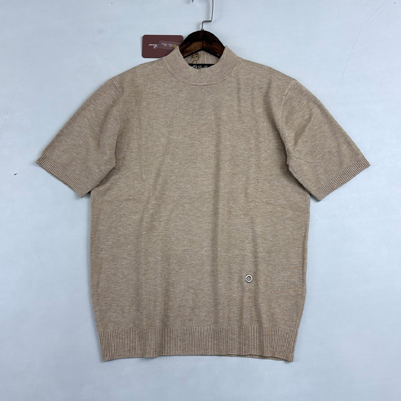 NIGO Loro Piana Men's Solid-Color Metal Logo Crew Neck Knit Short-Sleeve Sweater for Spring, Autumn, and Winter Ngvp #nigo2725