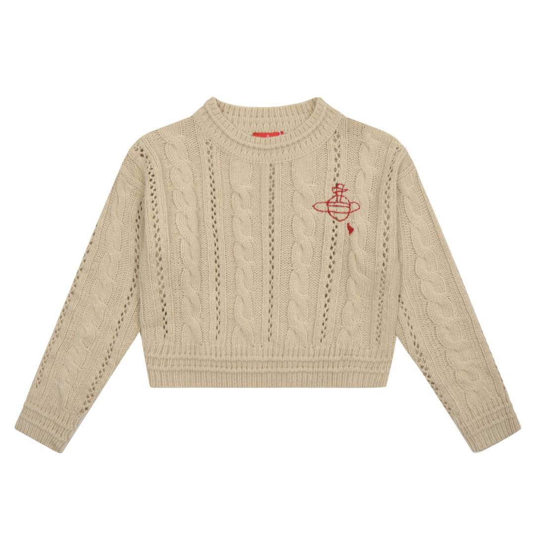 NIGO Vivienne Westwood Men's & Women's Fall/Winter Vintage Logo Embroidered Sweater Round Neck Long Sleeve Solid Color Knit Top #nigo81757