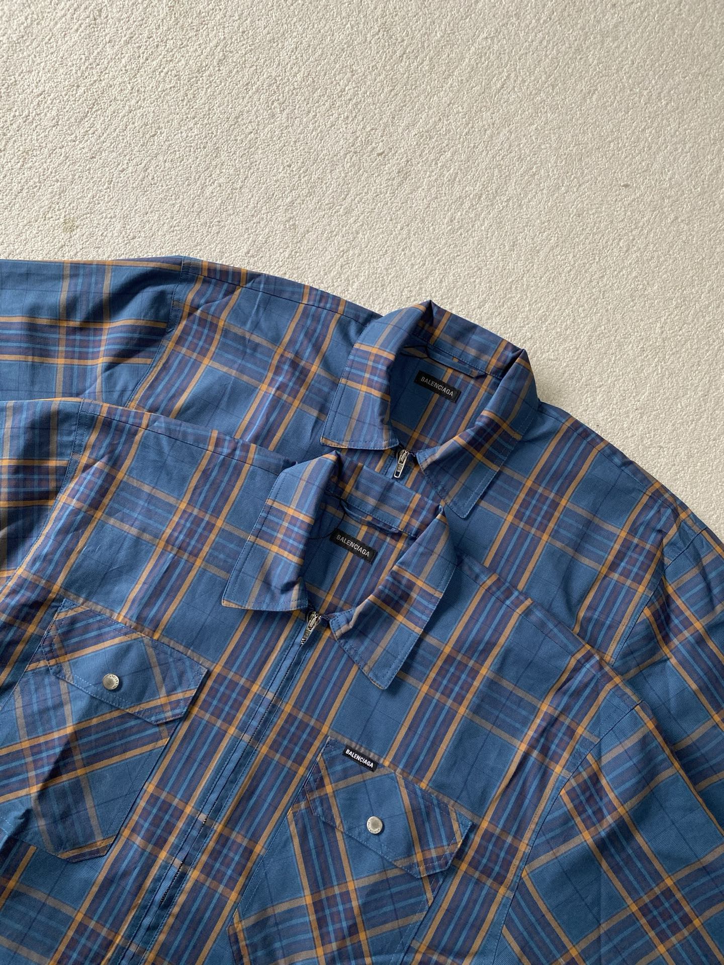 NIGO Balenciaga Men's Checkered Cotton Long-Sleeve Spring/Fall Solid-Color Collared Loose-Fit Zipper Shirt Ngvp #nigo2723