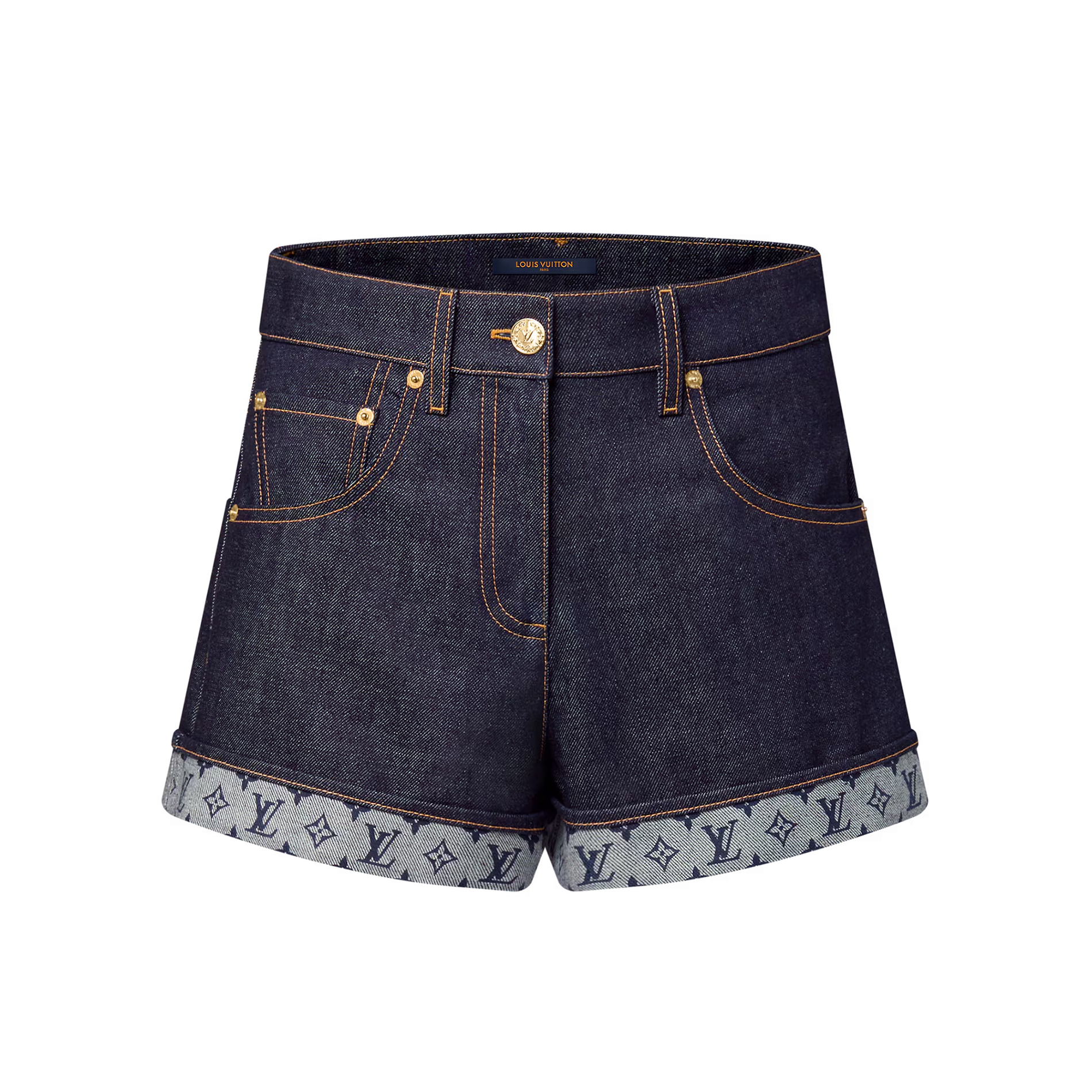 NIGO Louis Vuitton Women's Summer Solid Color Turn-Up Mini Pocket Denim Shorts #nigo77818