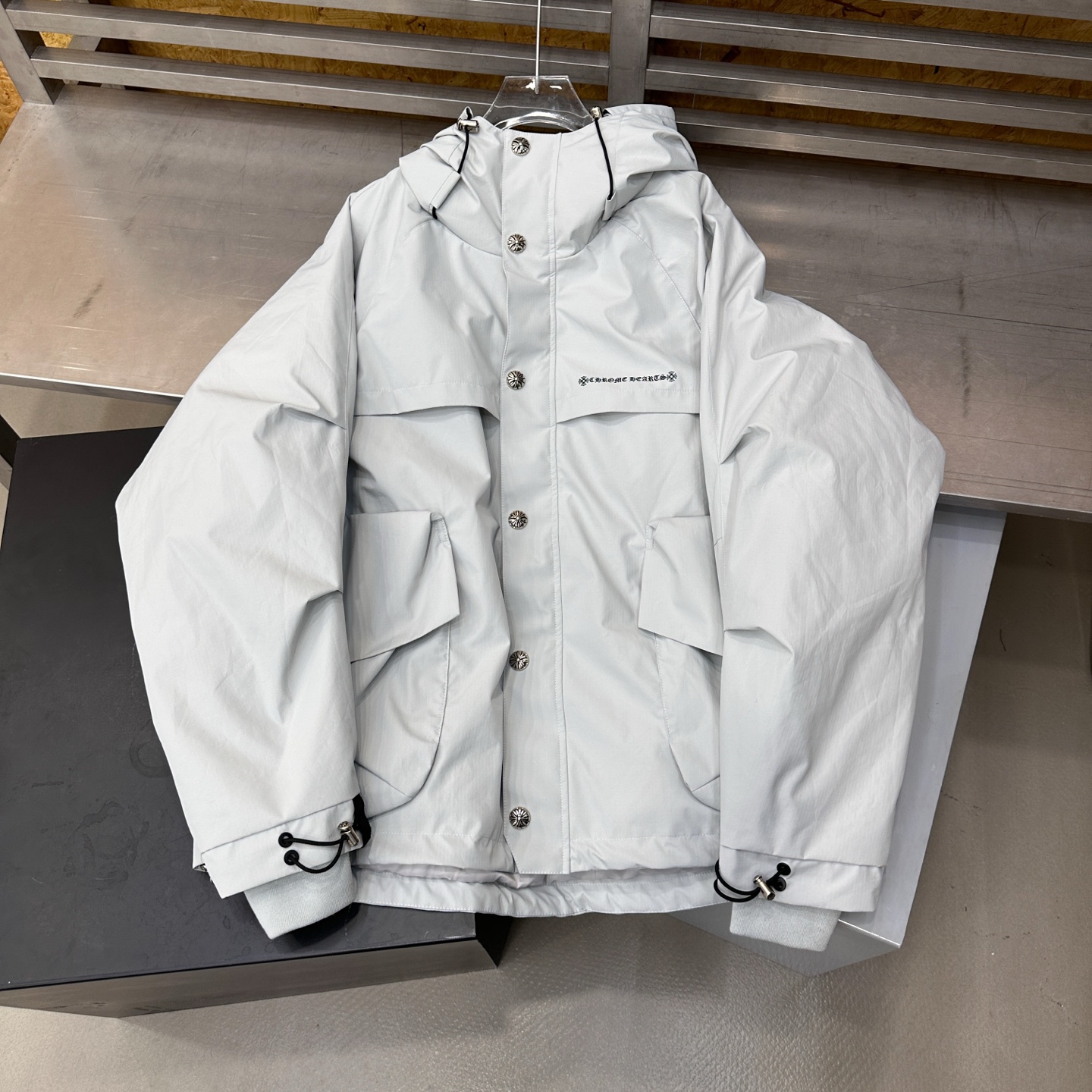 NIGO Chrome Hearts Men's And Women's Fall/winter Fashion Casual Solid Color Hooded Zipper Windproof Single Breasted Button Classic Logo Print White Goose Down Filled Jacket #nigo79546