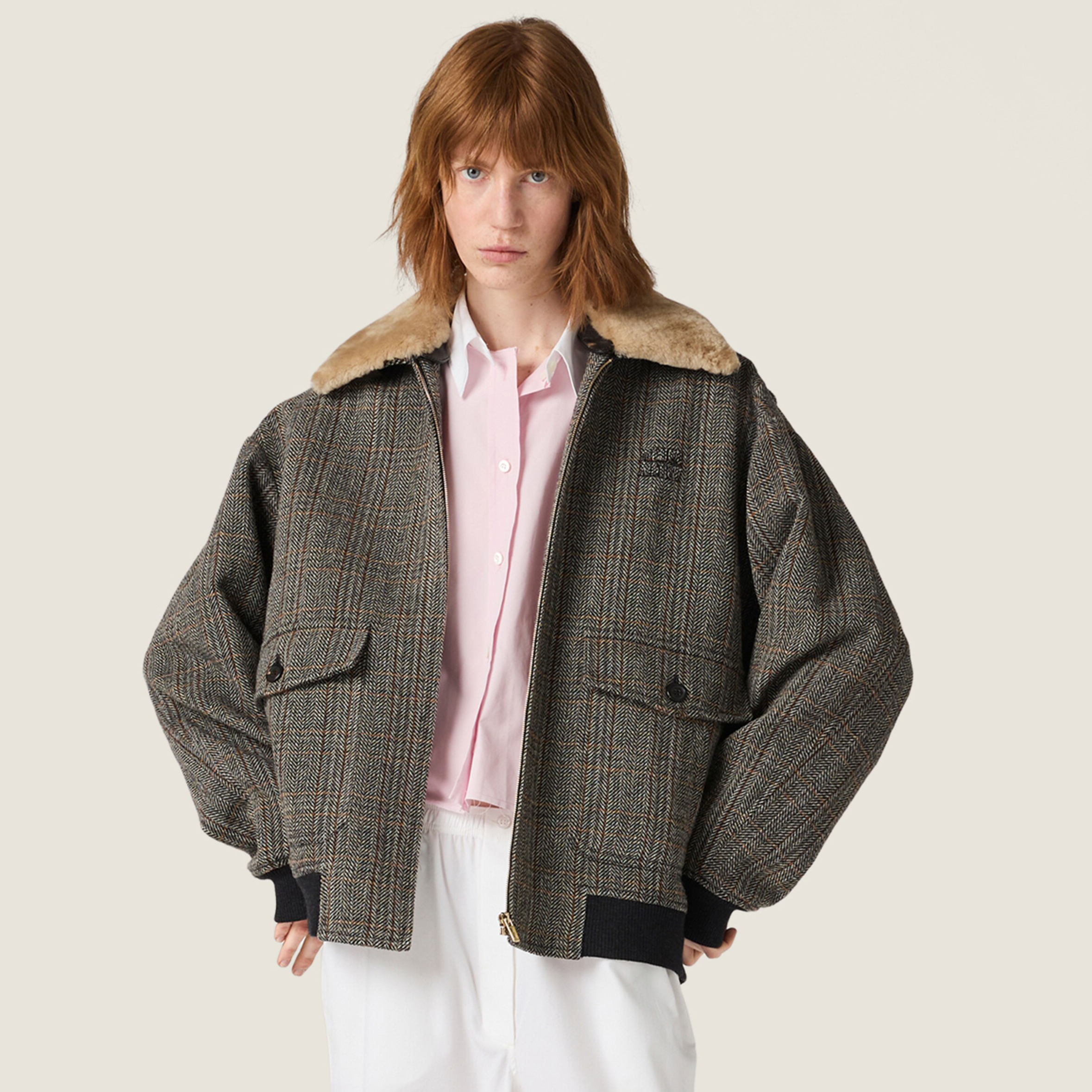 NIGO MiuMiu Women's Fall/Winter Fashion Casual Lapel Shearling Collar Zipper Long Sleeve Jacket #nigo79545