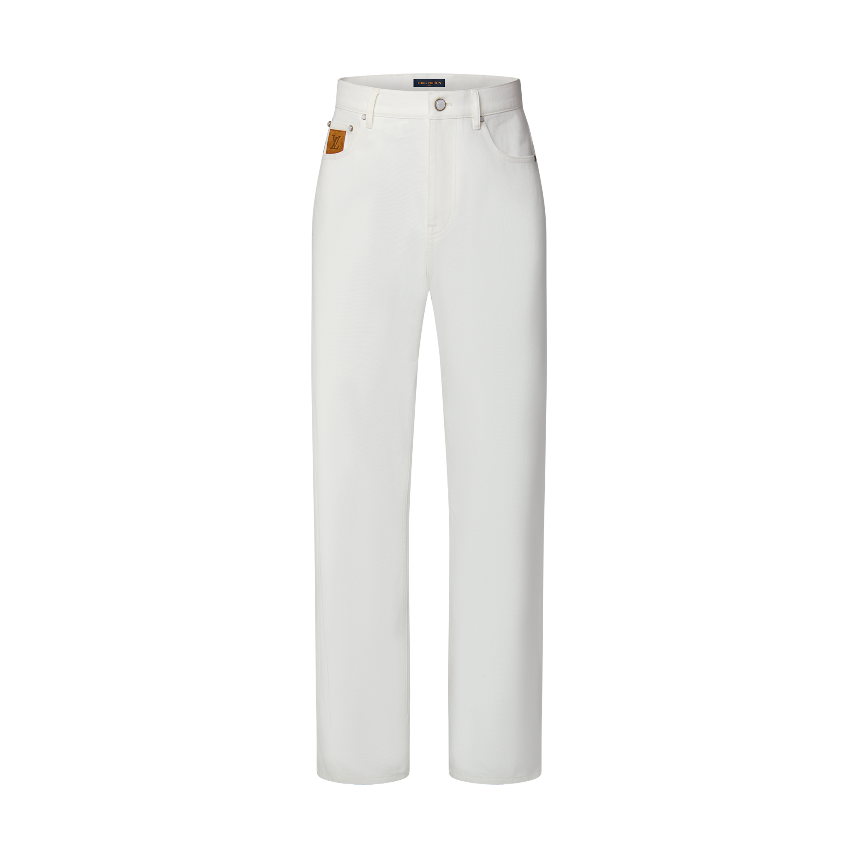 NIGO Louis Vuitton Men's Spring/Fall Fashion Classic Solid Color Back Pocket Embroidered White Denim Pants #nigo79553