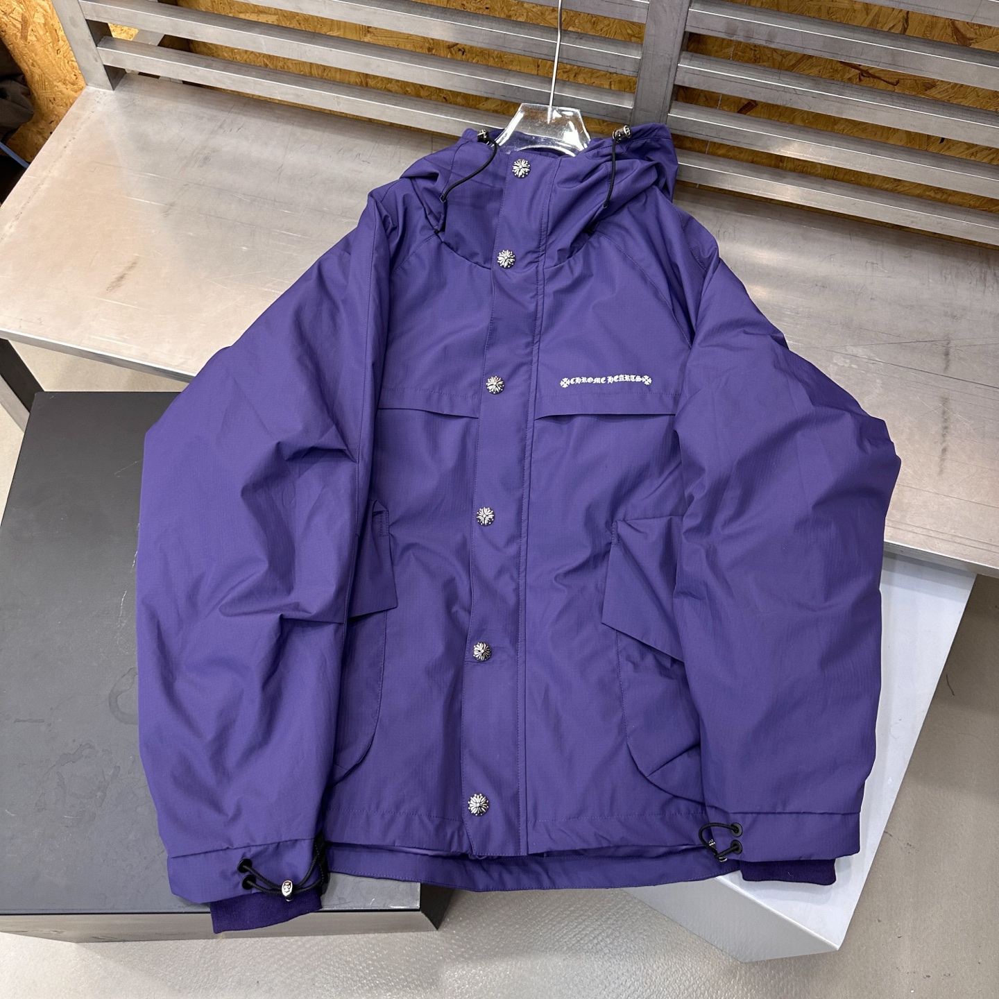 NIGO Chrome Hearts Men's And Women's Fall/winter Fashion Casual Solid Color Hooded Zipper Windproof Single Breasted Button Classic Logo Print White Goose Down Filled Jacket #nigo79546