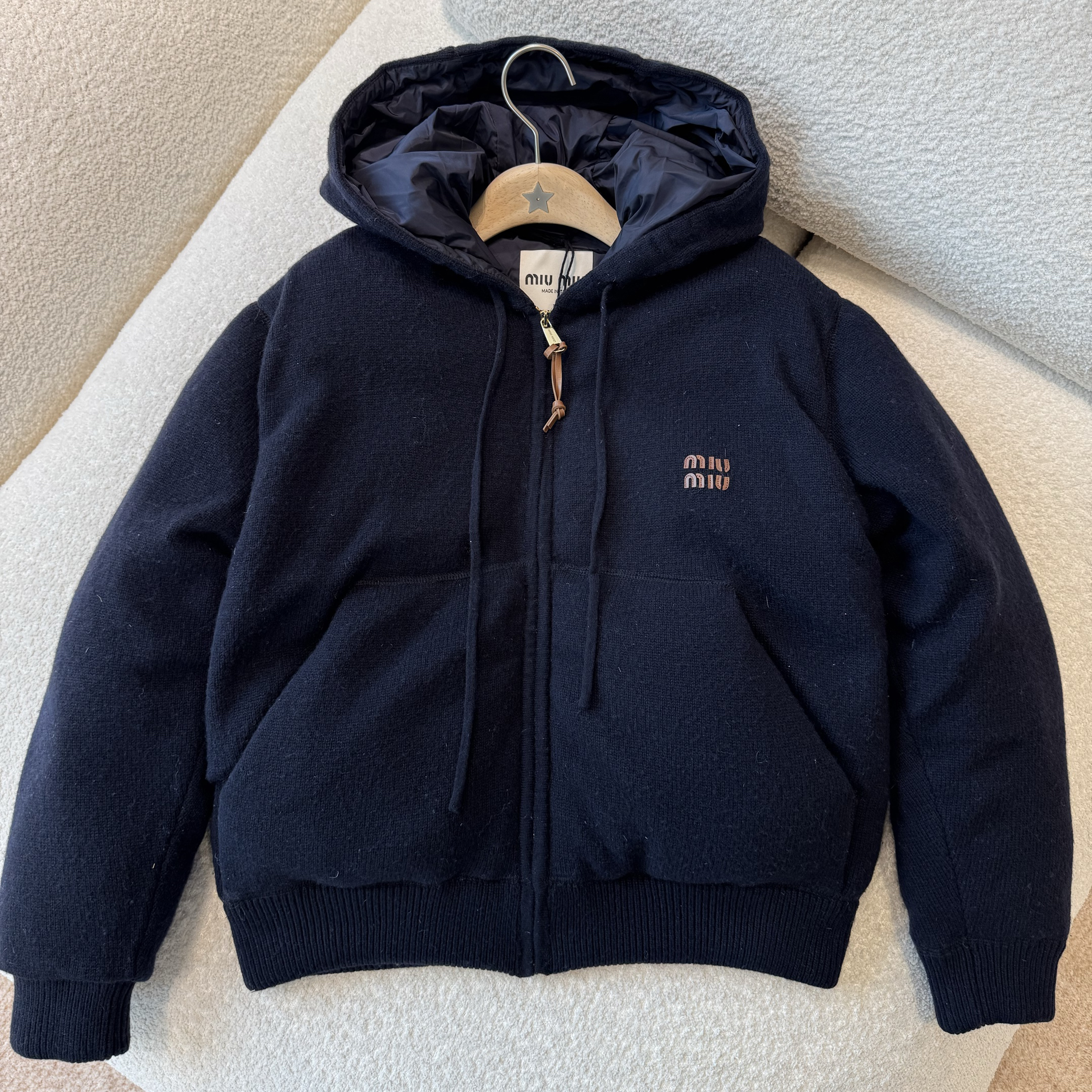 NIGO MiuMiu Men's And Women's Fall/winter Fashion Casual Hooded Zipper Cashmere Blend Down Jacket #nigo79563