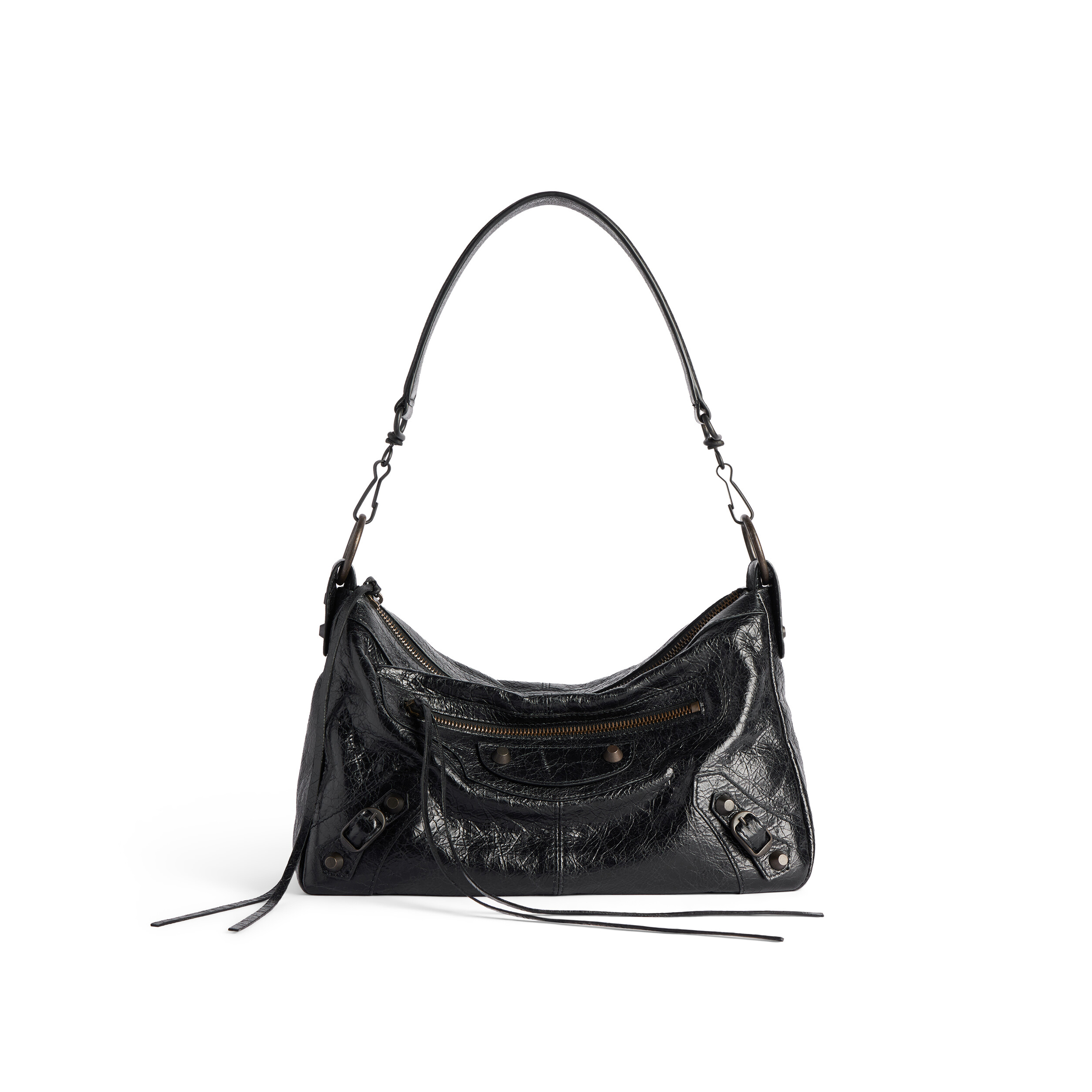 NIGO Balenciaga LE CITY MOTO Men's And Women's Fashion Classic Solid Color Zipper Closure Leather Adjustable Strap Shoulder Bag Crossbody Bag Motorcycle Bag Bags 8461882AB6Z1251 #nigo79567