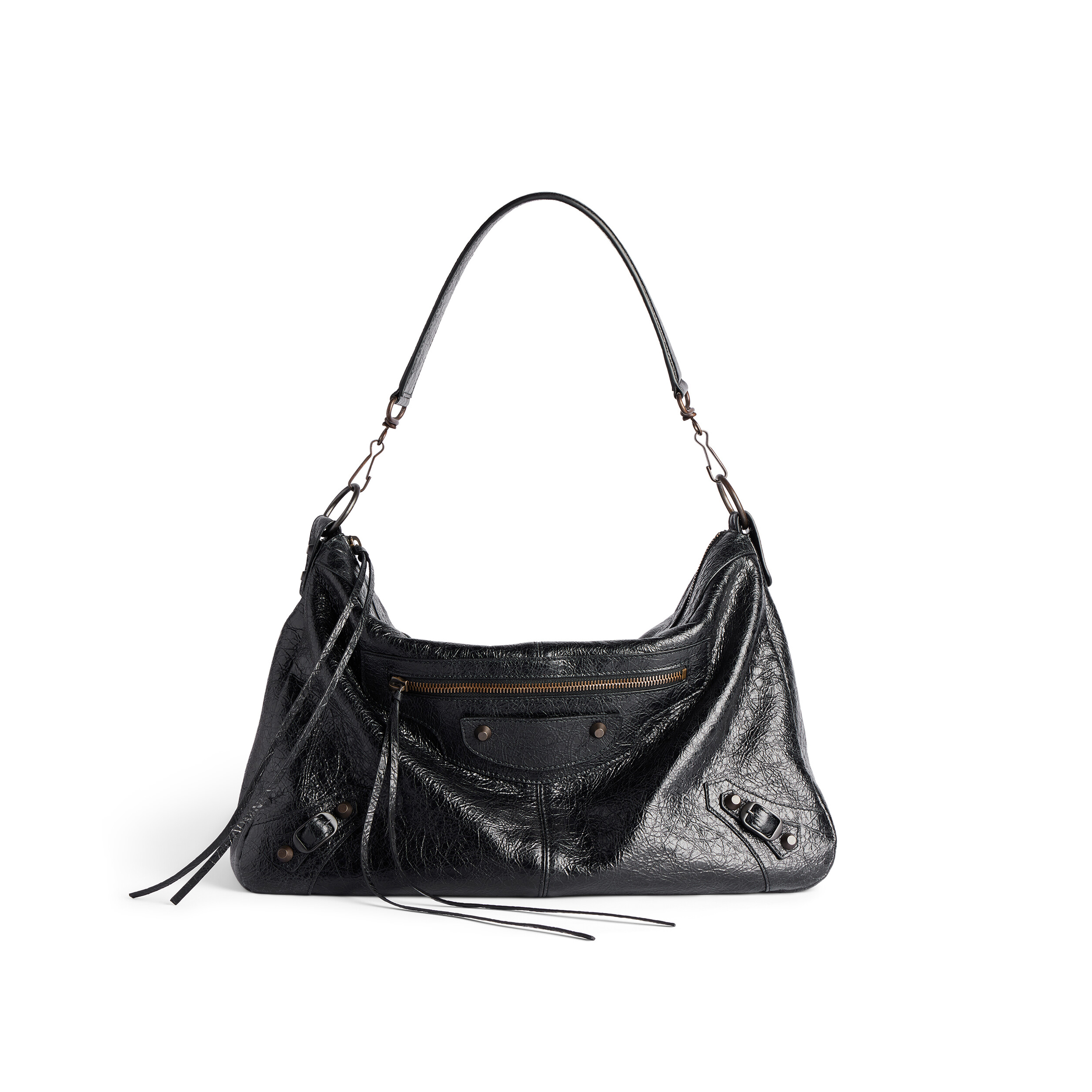 NIGO Balenciaga LE CITY MOTO Men's And Women's Fashion Solid Color Leather Zipper Closure Large Capacity Adjustable Shoulder Strap Biker Bag Travel Tote Shoulder Bag Bags 8461862ABEK1000 #nigo79568