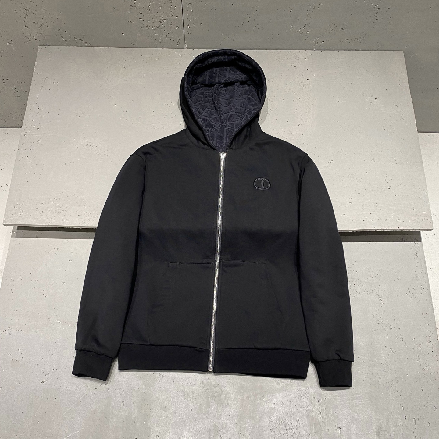 NIGO Dior Men's Fall/winter Fashion Casual Solid Color Hooded Zipper Jacket With Oblique Textured Jacquard Reversible Design Jacket #nigo79571