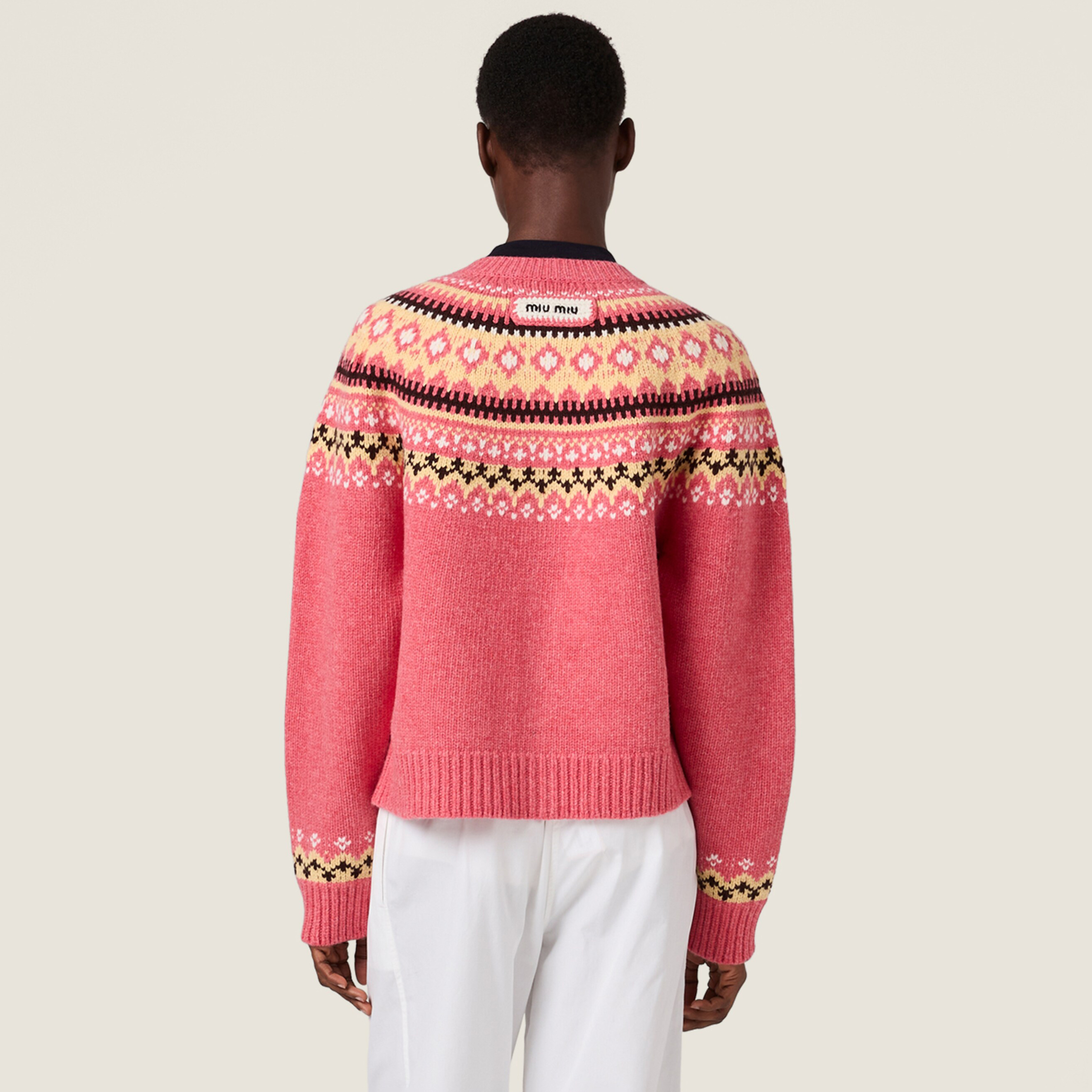 Women's Fashion Casual Color Blocked Crew Neck Single Button Fair Isle Knit Cardigan #nigo79573