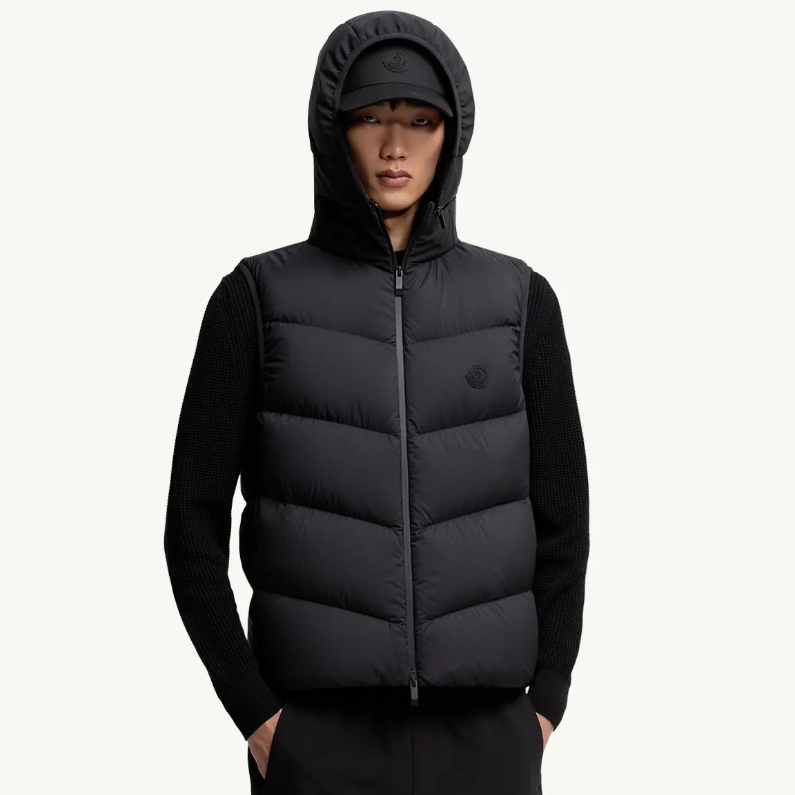 NIGO Moncler Guersac Men's Fall/Winter Fashion Casual Twill Contrast Color Hooded Zipper White Goose Down Vest #nigo79569