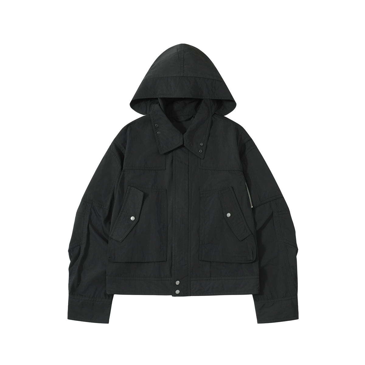NIGO DRIES VAN NOTEEN Men's Fall/Winter Waterproof Coating Anti-static Quilted Cotton Sandwich Hooded Zipper Bomber Long Sleeve Jacket Men's Black #nigo332176