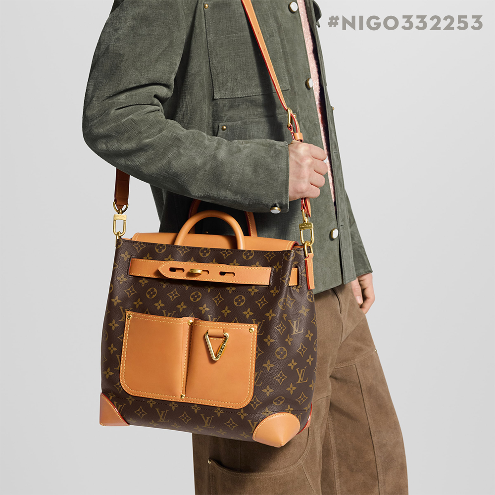NIGO LOUIS VUITTON Steamer 30 Detachable Shoulder Strap Single Room Crossbody Monogram Coated Canvas Handbag Men's Brown #nigo332253