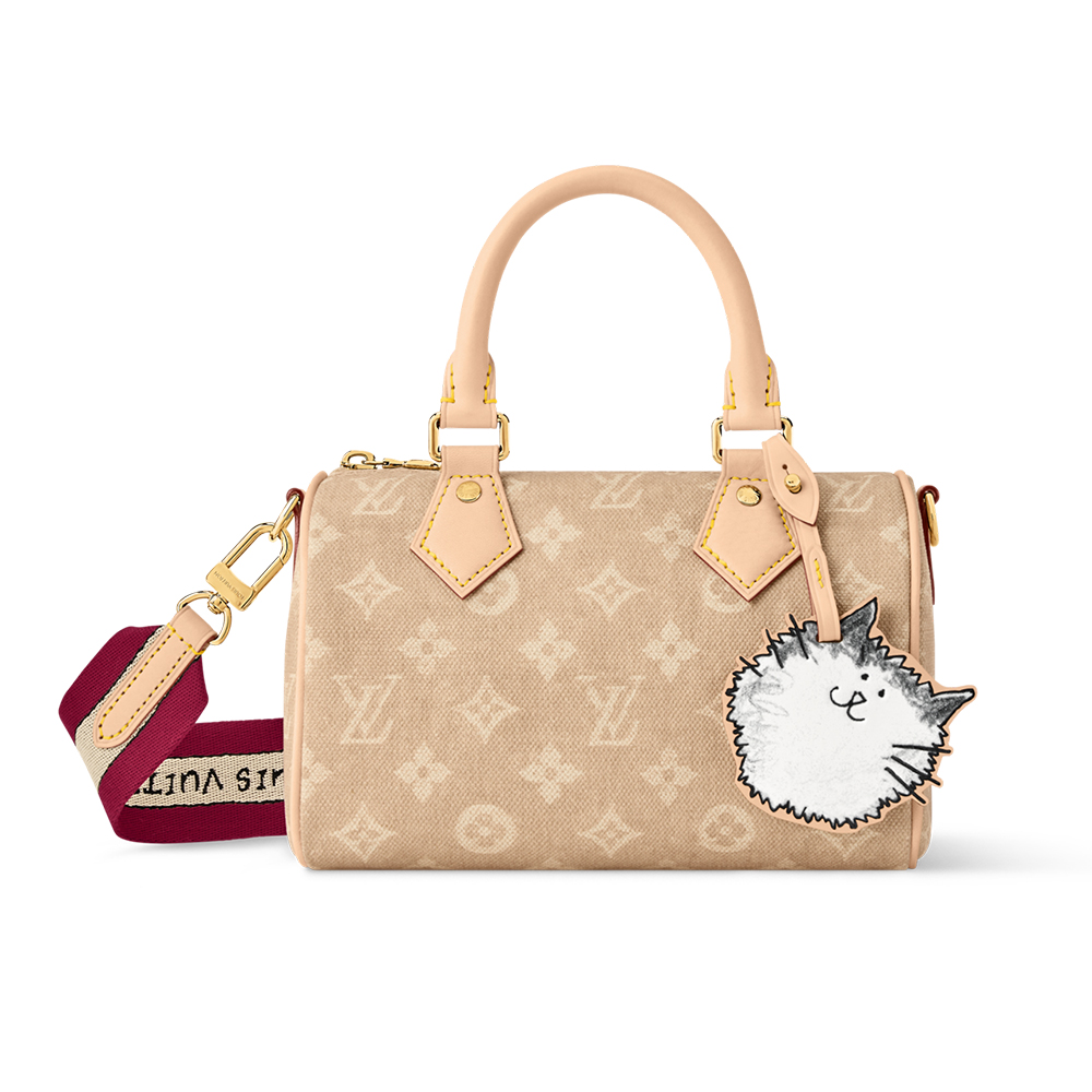 NIGO LOUIS VUITTON SPEEDY BANDOULIÈRE 20 Bag Monogram Canvas LV Travels X Grace Coddington Collaboration Series Cat shape pendant #nigo332321
