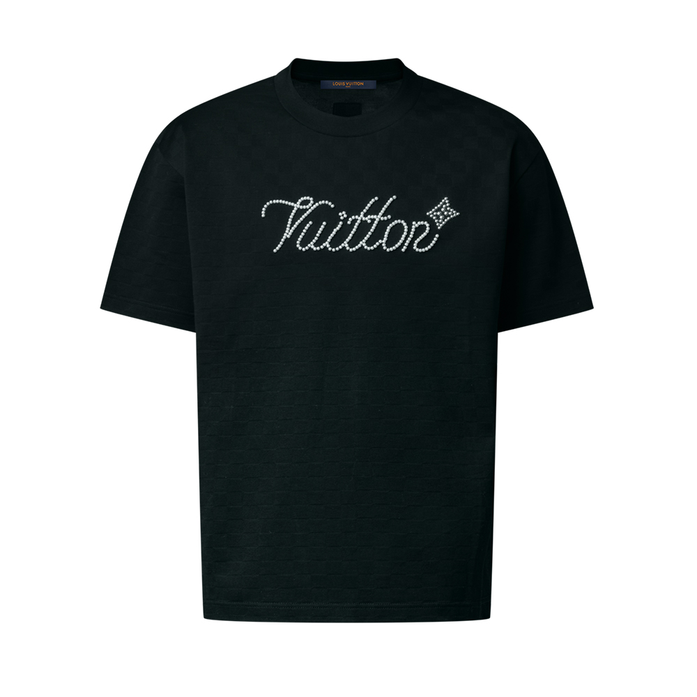 NIGO Louis Vuitton Men's Short-sleeved T-shirt Damier Pattern Bead Embroidered Cursive Signature New Style #nigo325063