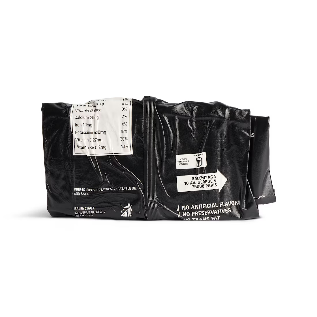 Balenciaga Balenciaga hand-worn shiny cowhide wallet clutch women's black Show style potato chip clutch bag #nigo332327