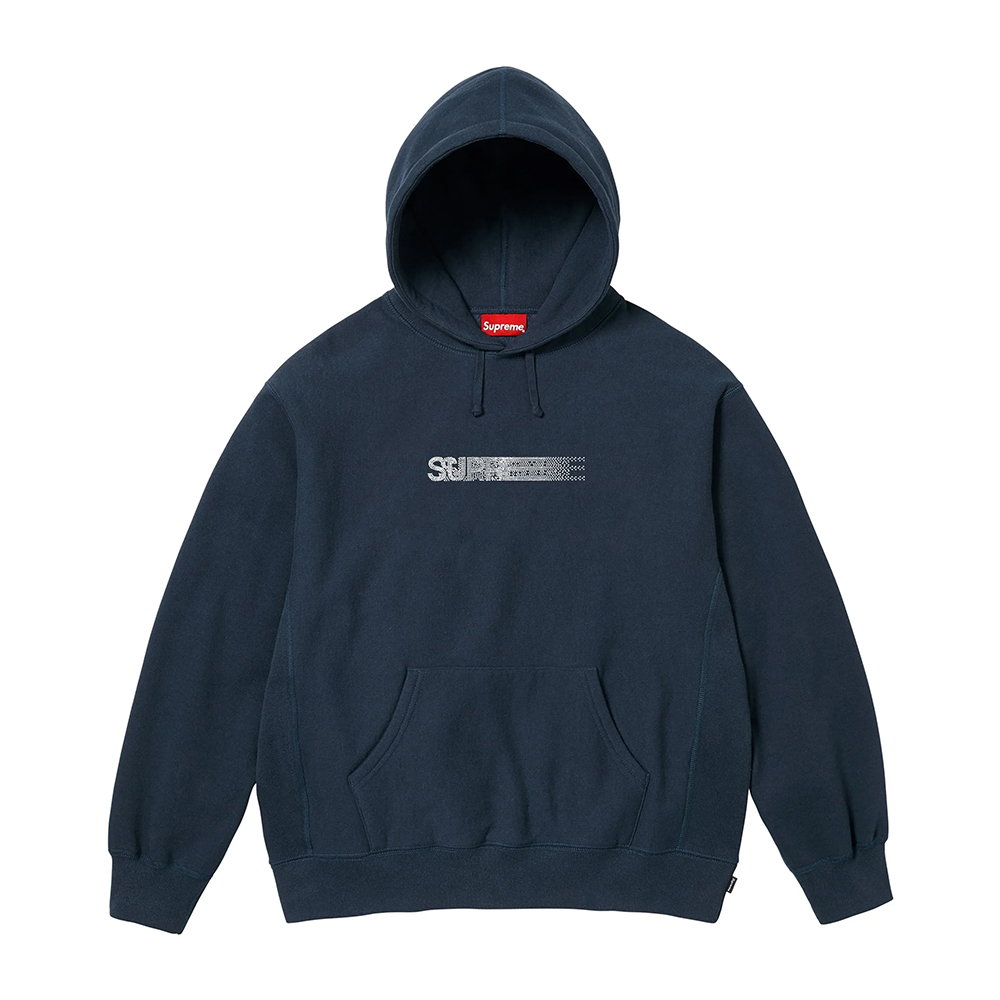 NIGO Supreme x Swarovski Men's and Women's FW25 WEEK4 Motion Logo Hooded Sweatshirt rhinestone dynamic logo kangaroo pocket hooded sweatshirt #nigo332326