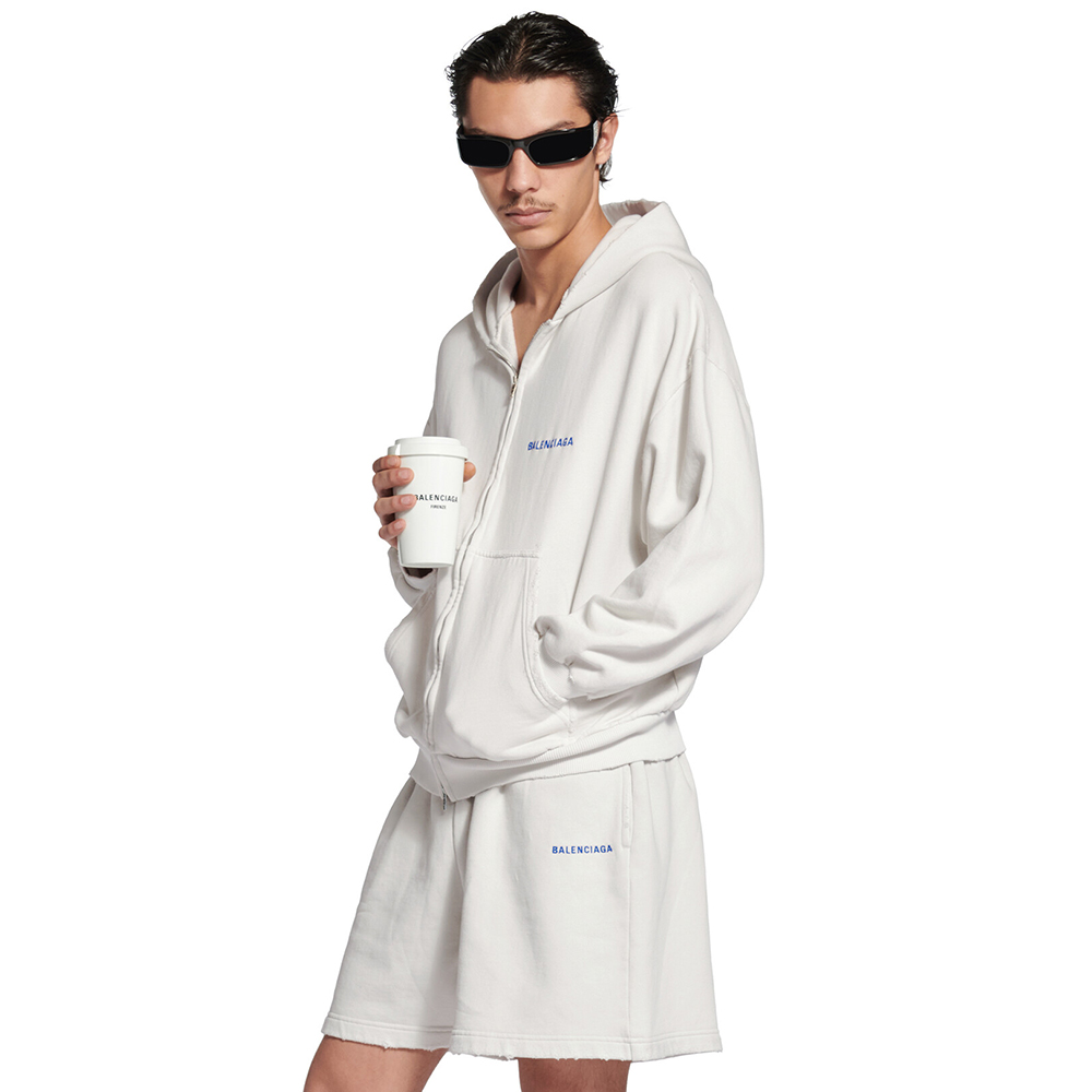 NIGO Balenciaga 25FW New Letters Embroidered Logo Hooded Zipper Jacket Cotton Terry Fabric Loose Short Design Simple Embroidery Logo Finished Washing Old destruction Process #nigo332365