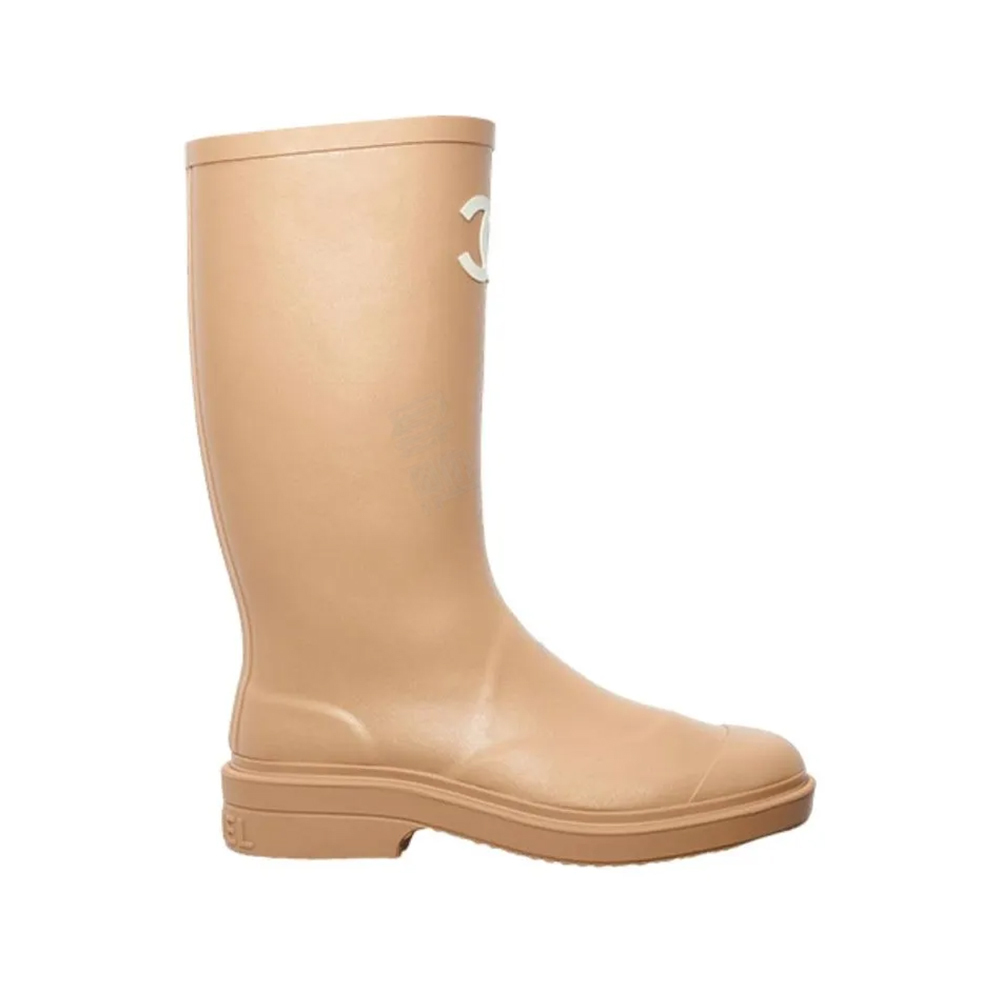 NIGO Chanel 25S Fashion Overalls Tall Boots Women's Beige Anti-Slip Rain Boots #nigo332426