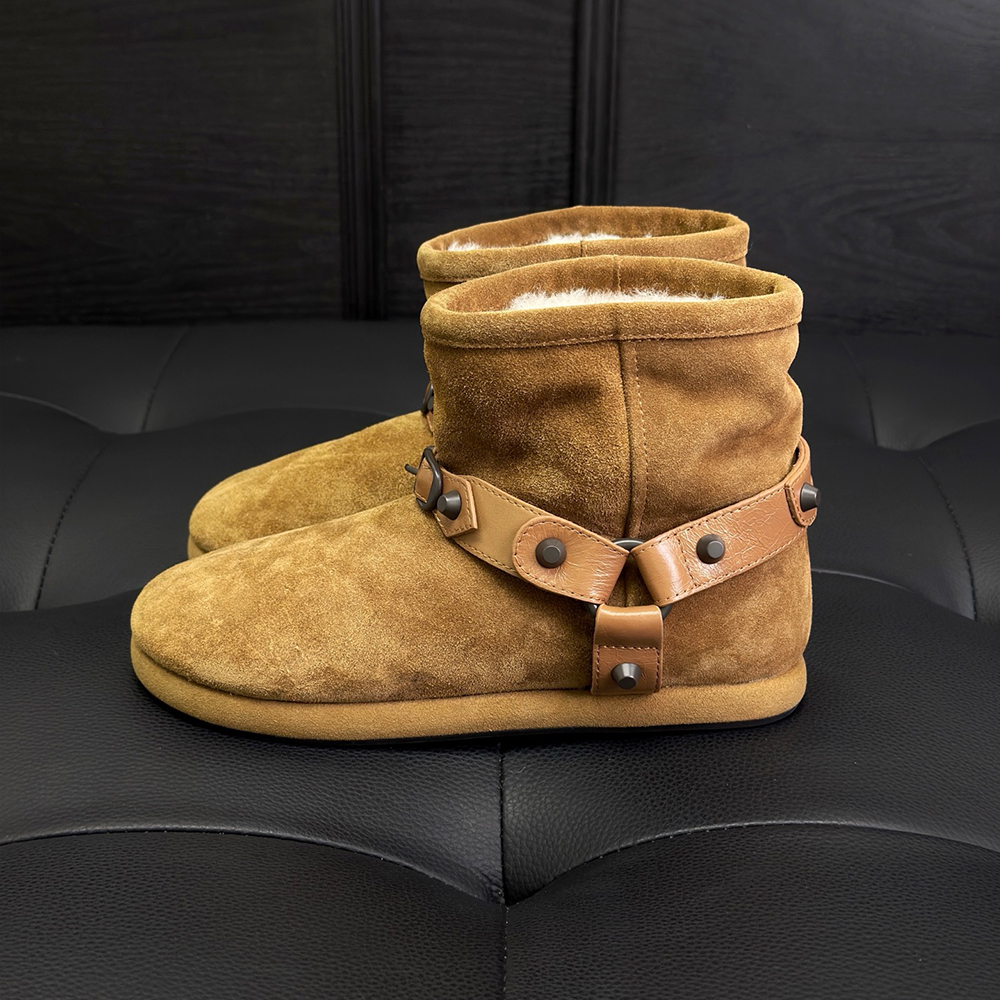 NIGO Balenciaga Alaska Soft Cow Split Leather Sleeve Round Toe Cowhide Leather Belt  Rivet Accessories Warm And Non-Slip #nigo332582