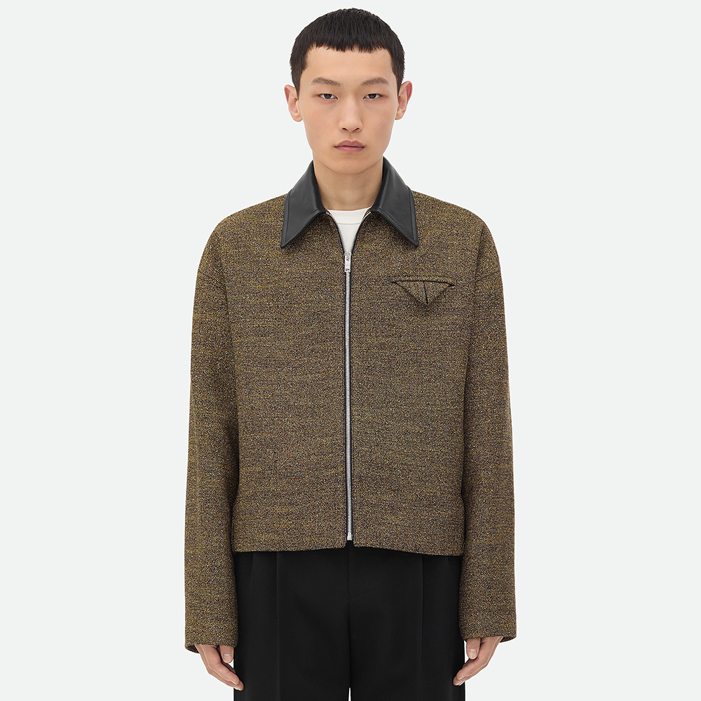 NIGO Bottega Veneta SG Men's Cotton Fringe Short Jacket Linen Beige Black Gold Silk Zipper Leather Lapel Long Sleeve Jacket #nigo332619