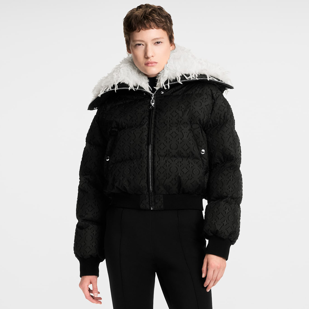 Louis Vuitton 25FW Monogram Dark Pattern Feather Collar Ski Jacket Loose Down Jacket
