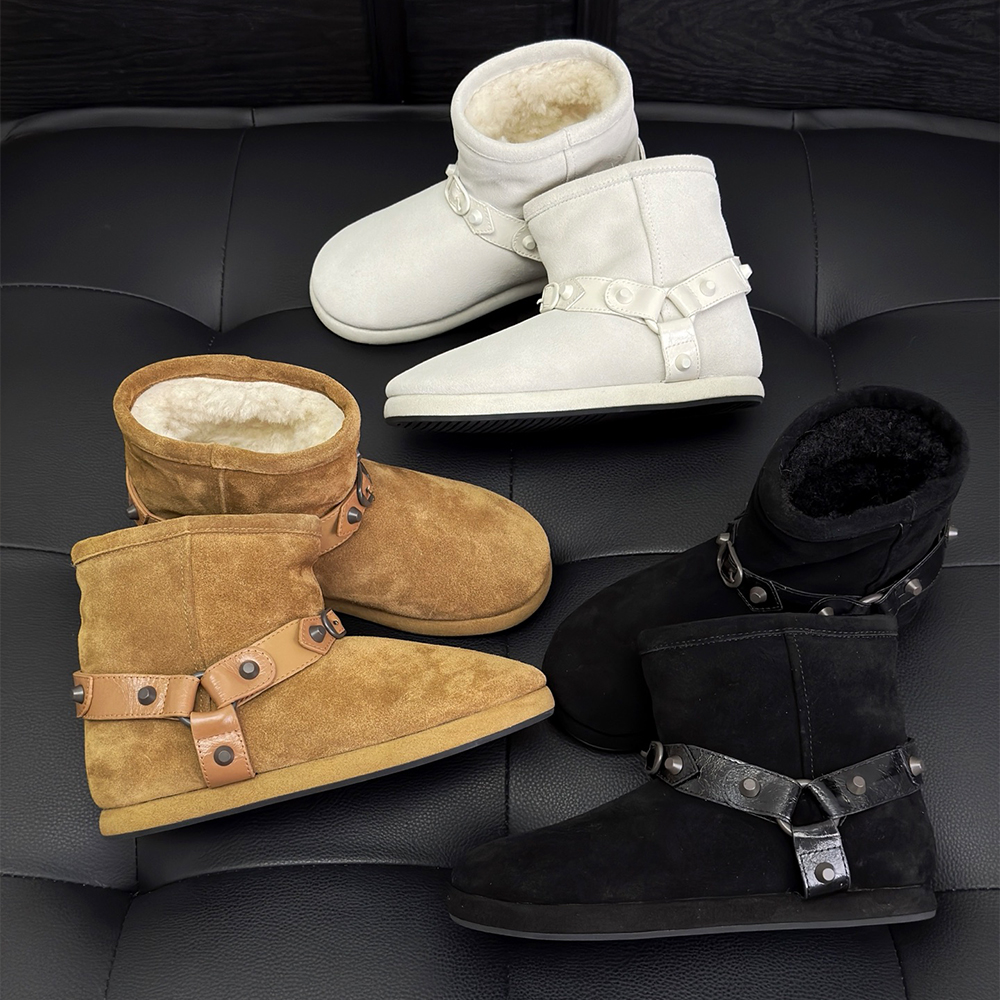 NIGO Balenciaga Alaska Soft Cow Split Leather Sleeve Round Toe Cowhide Leather Belt  Rivet Accessories Warm And Non-Slip #nigo332582